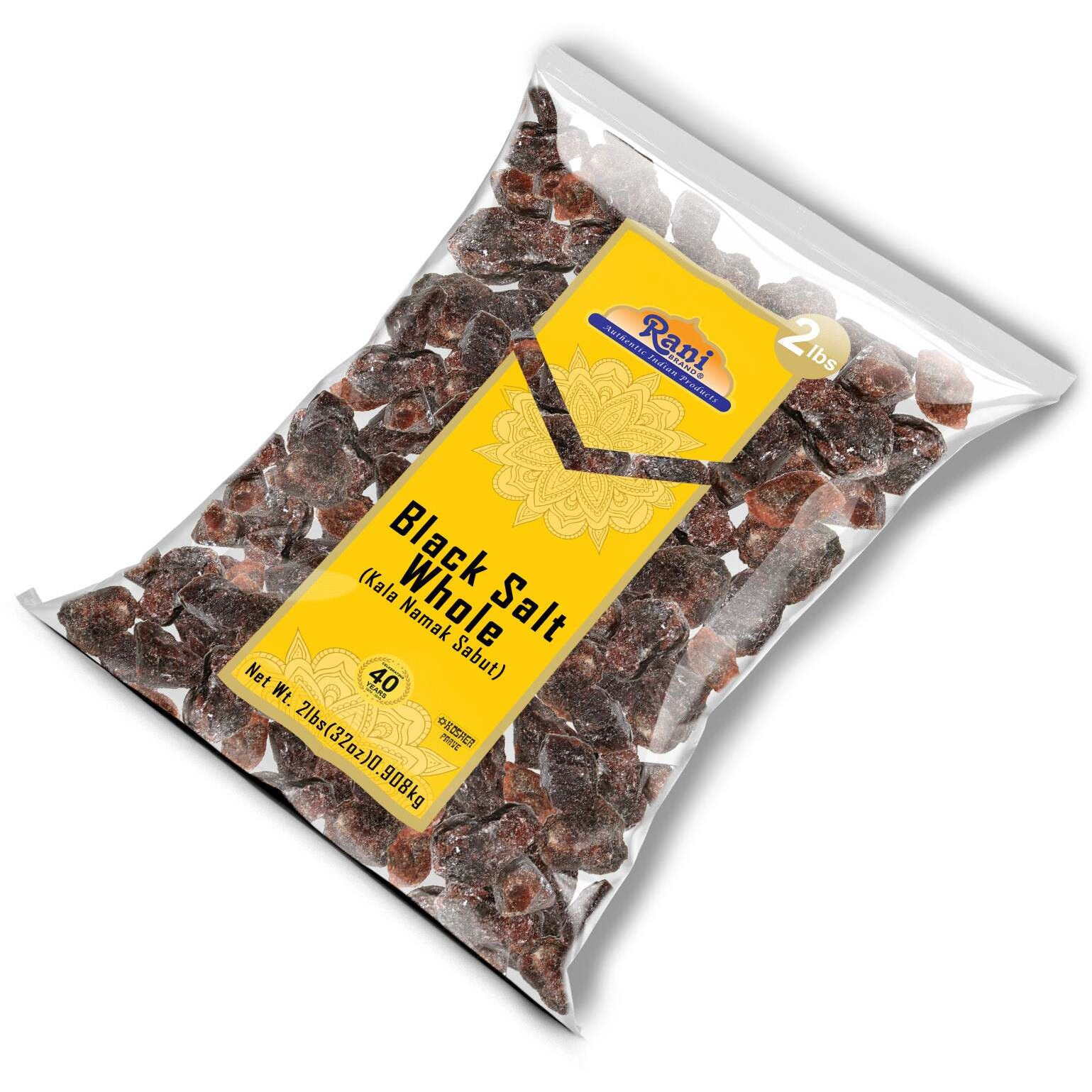 Rani Black Salt Raw Whole (Kala Namak) Mineral 32oz (2lbs) 908g ~ Unrefined, Pure and Natural, Vegan, Gluten Friendly, NON-GMO, Kosher, Indian Origin, Perfect for Tofu Scramble