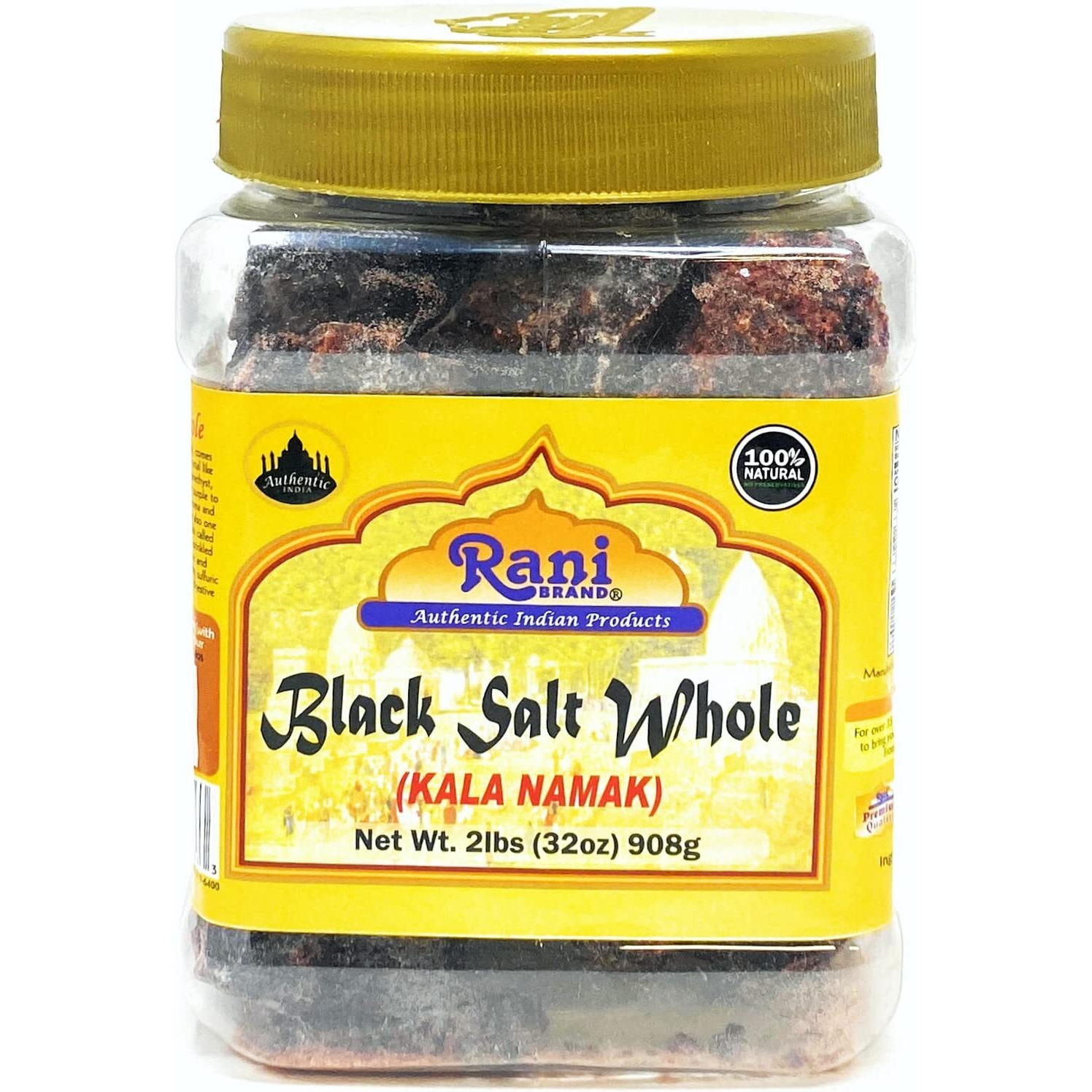 Rani Black Salt Raw Whole (Kala Namak) Mineral 32oz (2lbs) 908g PET Jar ~ Unrefined, Pure and Natural, Vegan, Gluten Friendly, NON-GMO, Indian Origin, Perfect for Tofu Scramble
