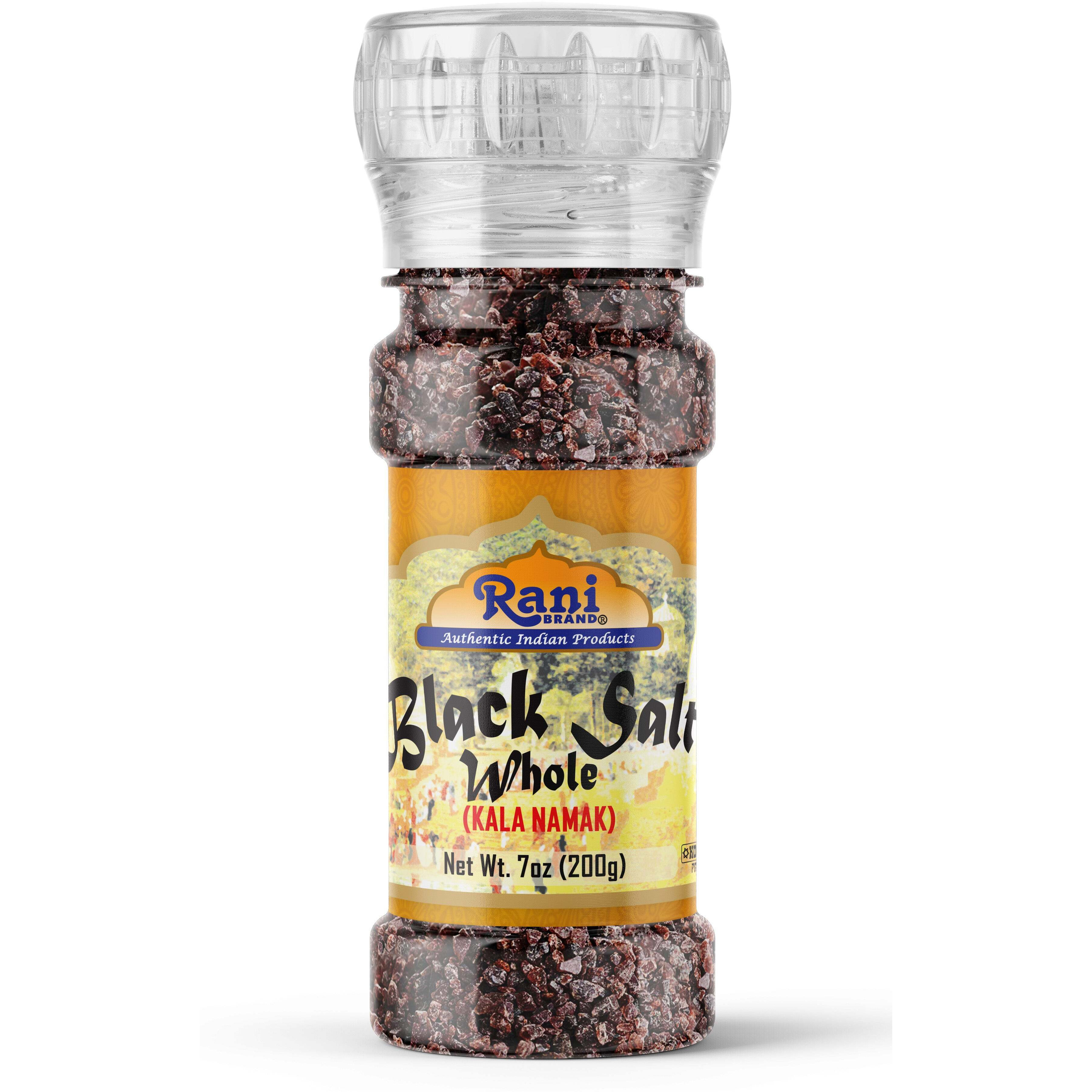 Rani Black Salt Raw Whole (Kala Namak) Mineral 7oz (200g) Grinder Bottle ~ Unrefined, Pure and Natural, Vegan, Gluten Friendly, NON-GMO, Kosher, Indian Origin, Perfect for Tofu Scramble