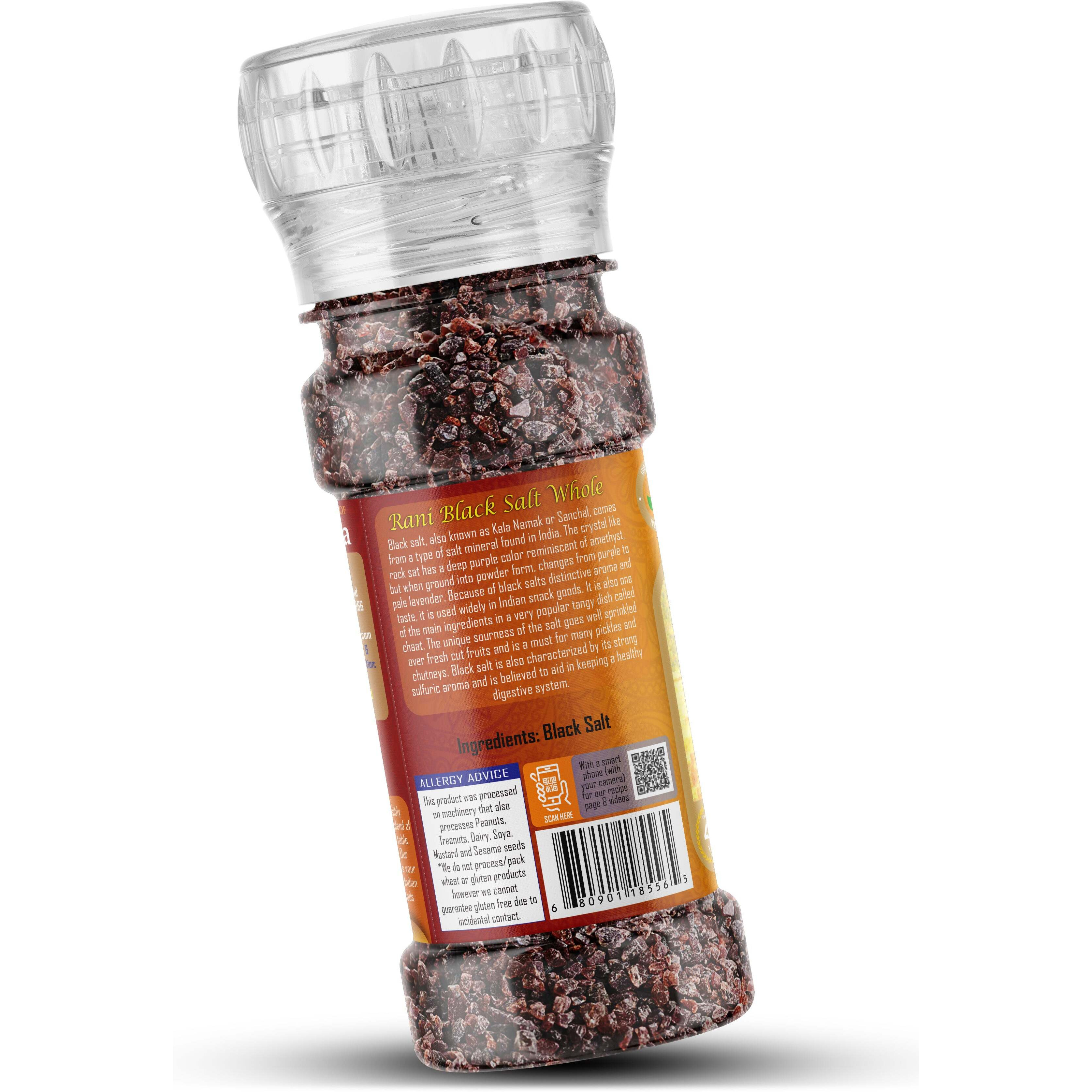 Rani Black Salt Raw Whole (Kala Namak) Mineral 7oz (200g) Grinder Bottle ~ Unrefined, Pure and Natural, Vegan, Gluten Friendly, NON-GMO, Kosher, Indian Origin, Perfect for Tofu Scramble