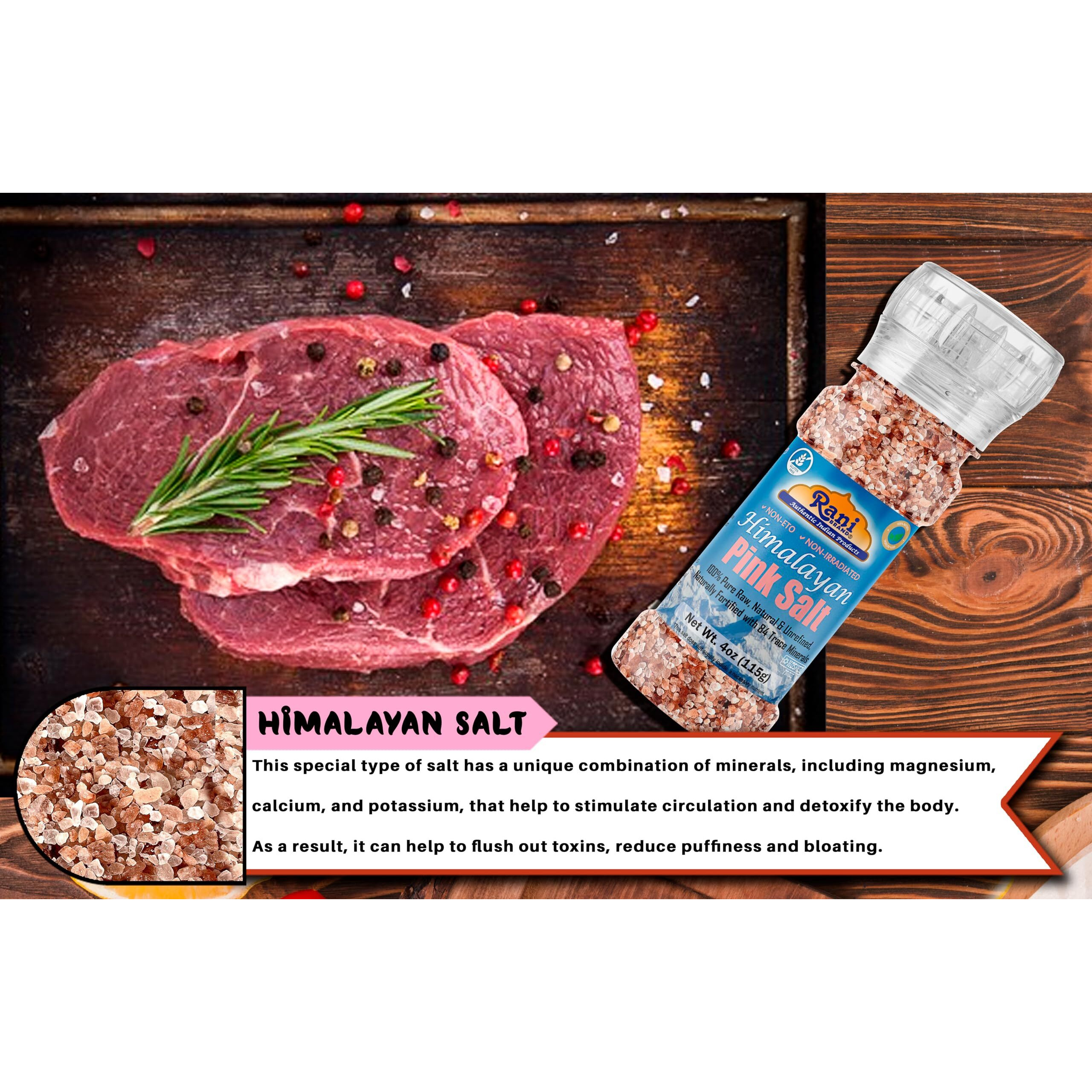 Rani Himalayan Pink Salt Granules (84 Essential Trace Minerals) 4oz (115g) Grinder Bottle~ All Natural, Vegan, Gluten Friendly, NON-GMO, Kosher, Indian Origin