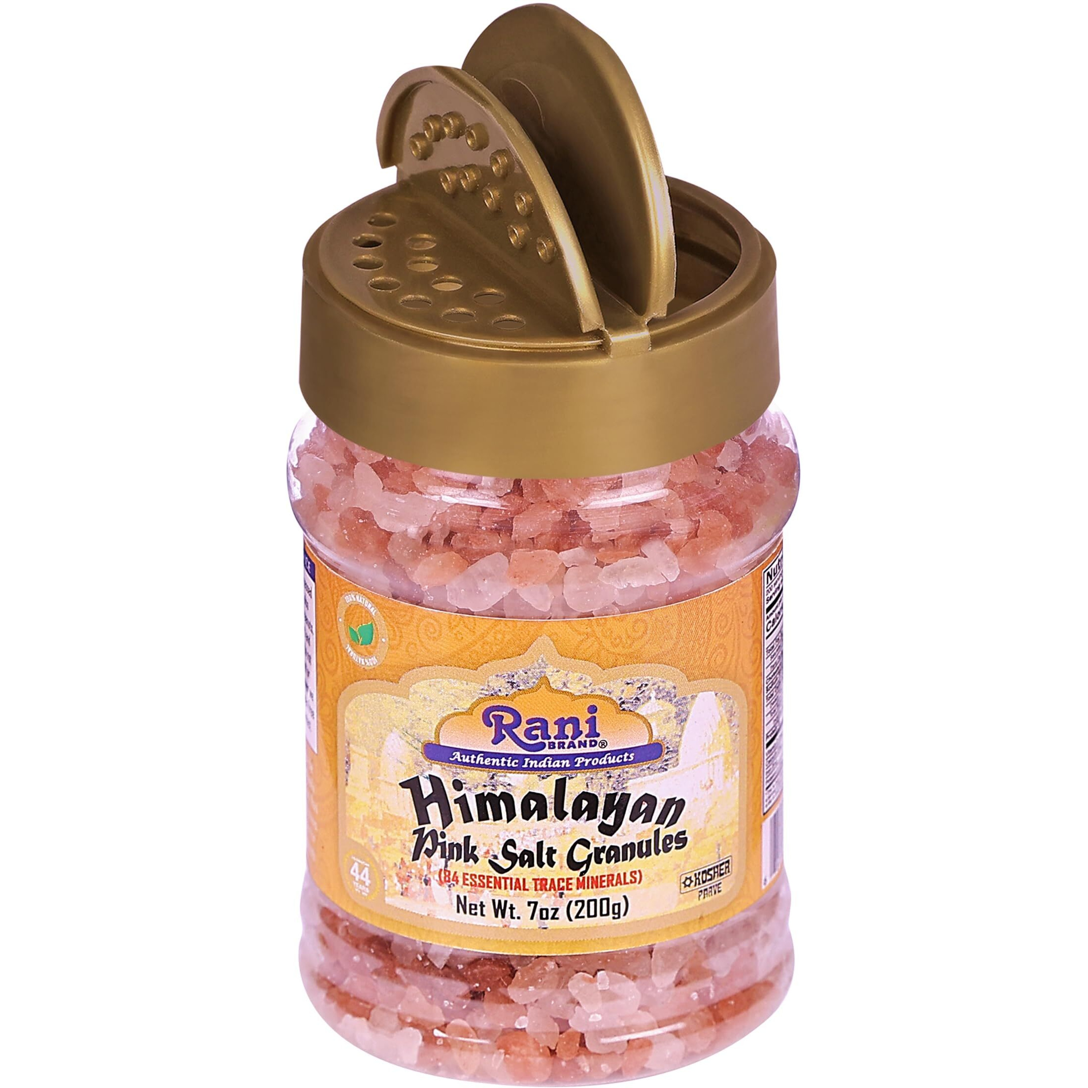 Rani Himalayan Pink Salt Granules (84 Essential Trace Minerals) 7oz (200g) PET Jar ~ All Natural, Vegan, Gluten Friendly, NON-GMO, Kosher, Indian Origin