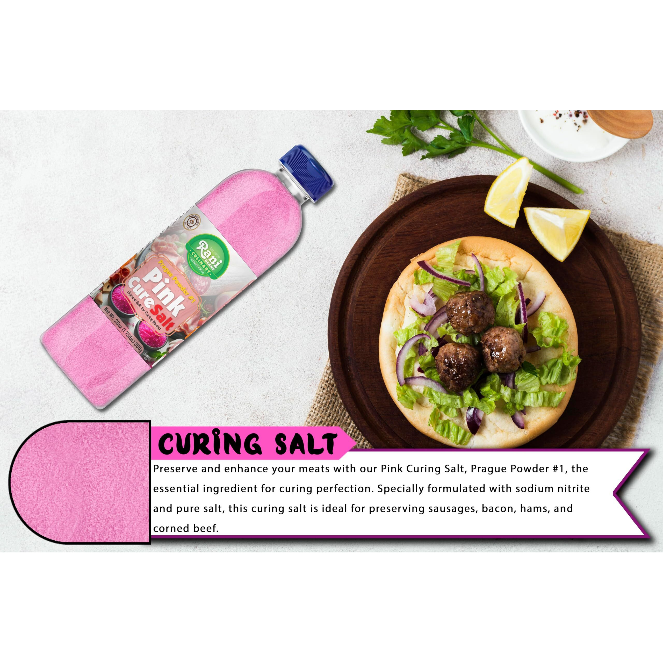 Rani Pink Cure Salt (Special Salt for Curing Meats) 28oz (1.75lbs) 800g PET Jar ~ All Natural, Gluten Friendly, NON-GMO, Kosher, Vegan, Indian Origin