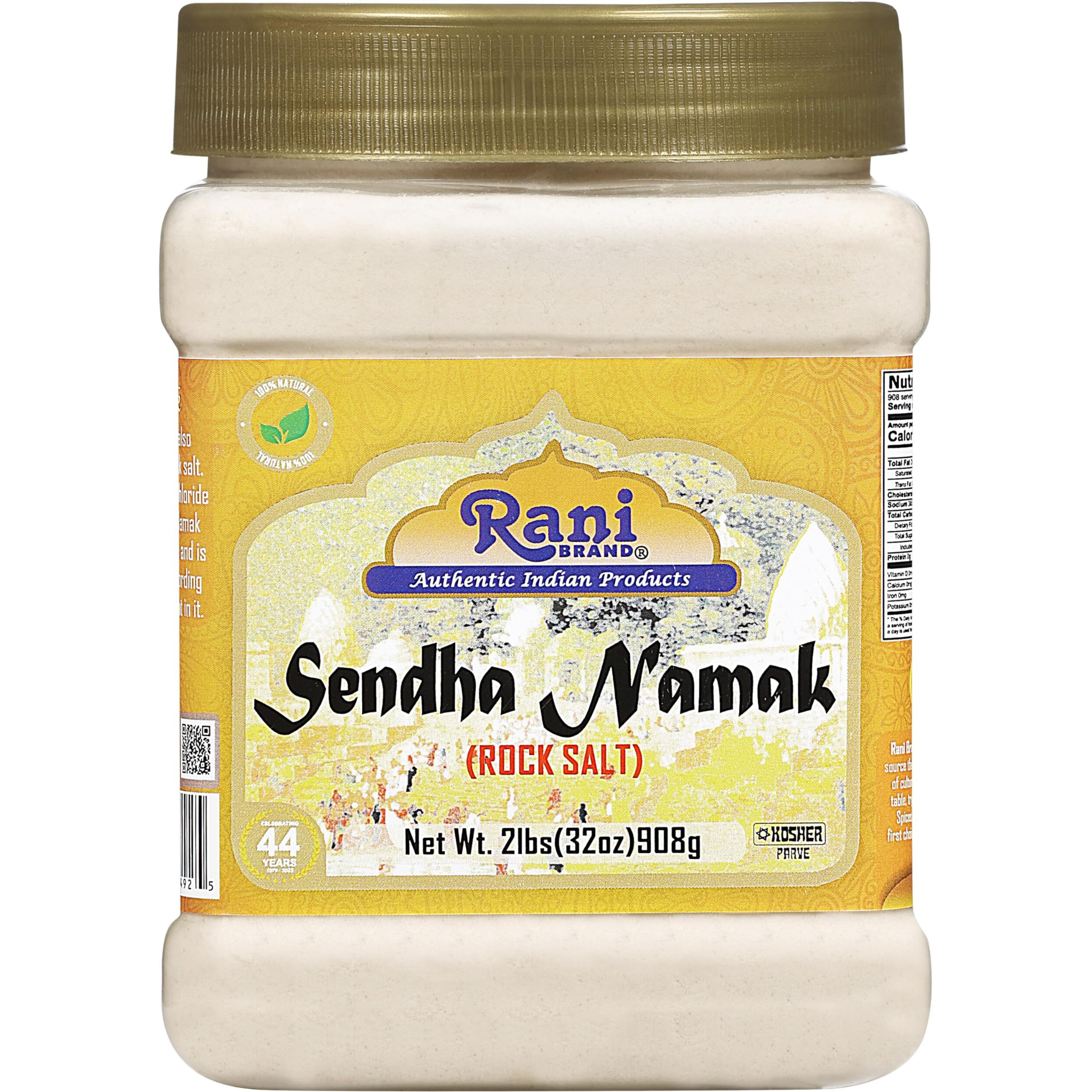 Rani Sendha Namak (Rock Salt) 32oz (2lbs) 908g PET Jar ~ All Natural, Vegan, Gluten Friendly, NON-GMO, Kosher, Indian Origin