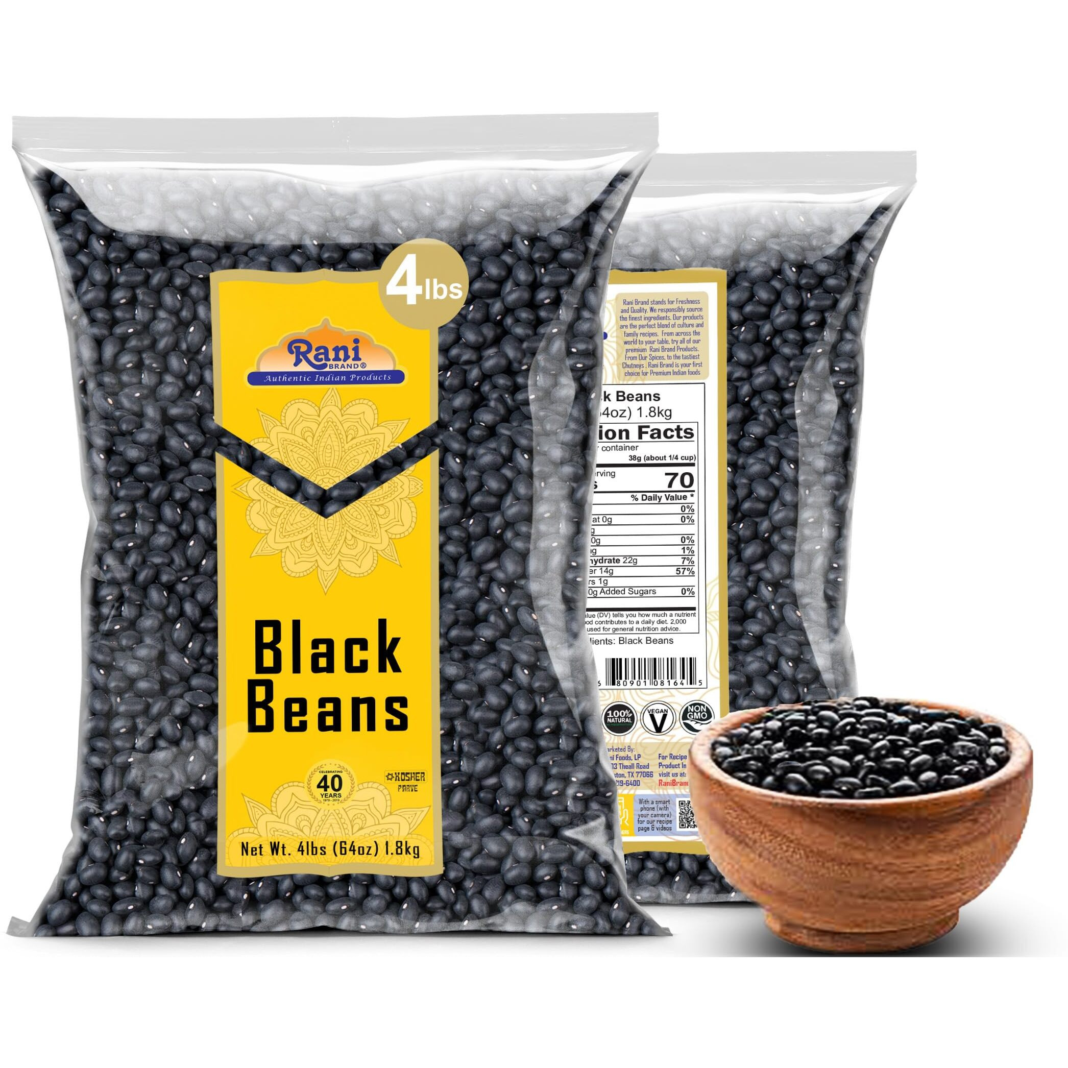 Rani Black Beans (Thull Rajma) 64oz (4lbs) 1.81kg Bulk ~ All Natural, Vegan, Gluten Friendly, NON-GMO, Kosher, Product of USA