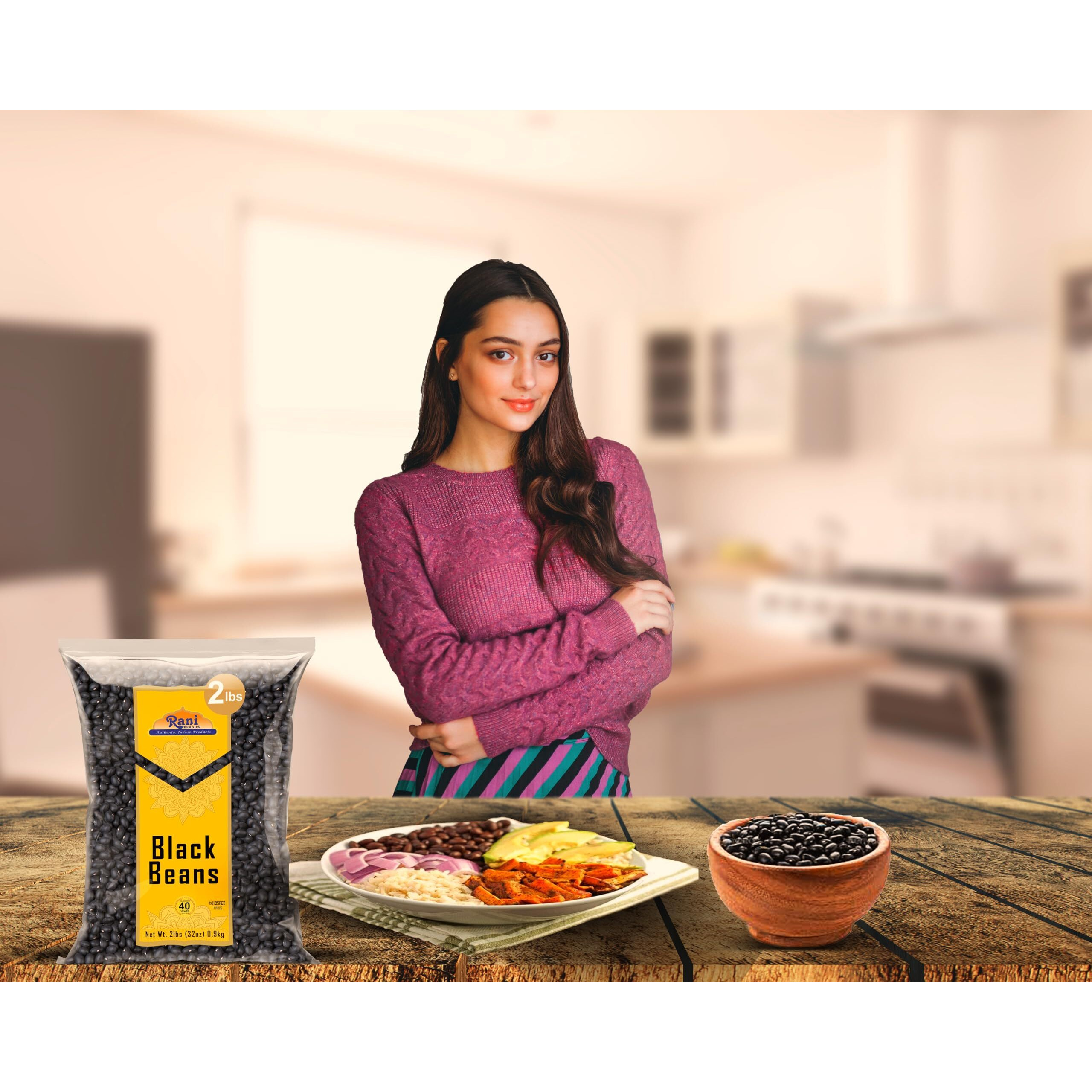 Rani Black Beans (Turtle Beans) 32oz (2lbs) 908g ~ All Natural, Vegan, Gluten Friendly, NON-GMO, Kosher, Product of USA
