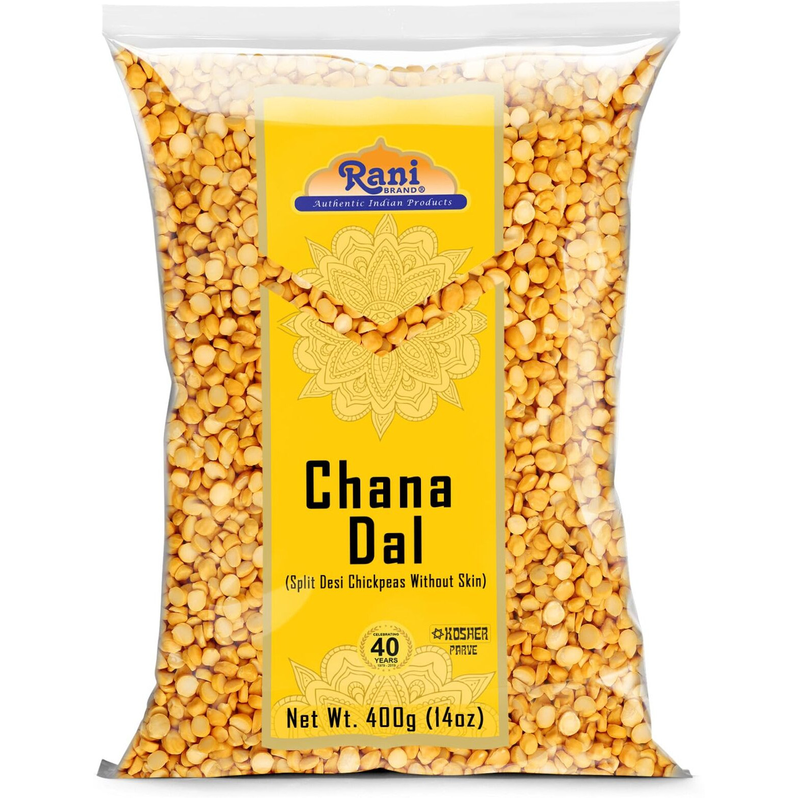 Rani Chana Dal (Split Desi Chickpeas without skin) 14oz (400g) ~ All Natural, Gluten Friendly, NON-GMO, Kosher, Vegan, Indian Origin