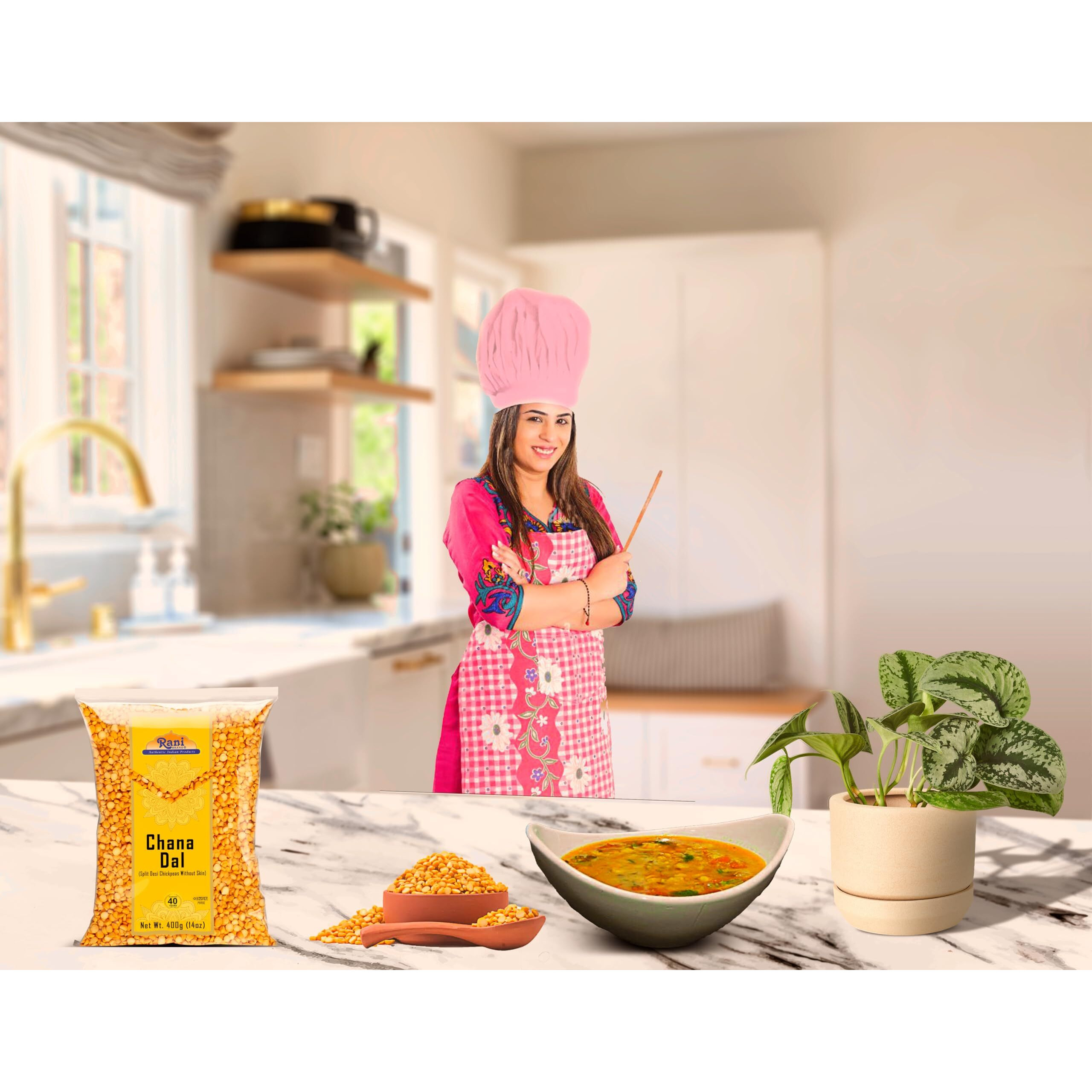 Rani Chana Dal (Split Desi Chickpeas without skin) 14oz (400g) ~ All Natural, Gluten Friendly, NON-GMO, Kosher, Vegan, Indian Origin