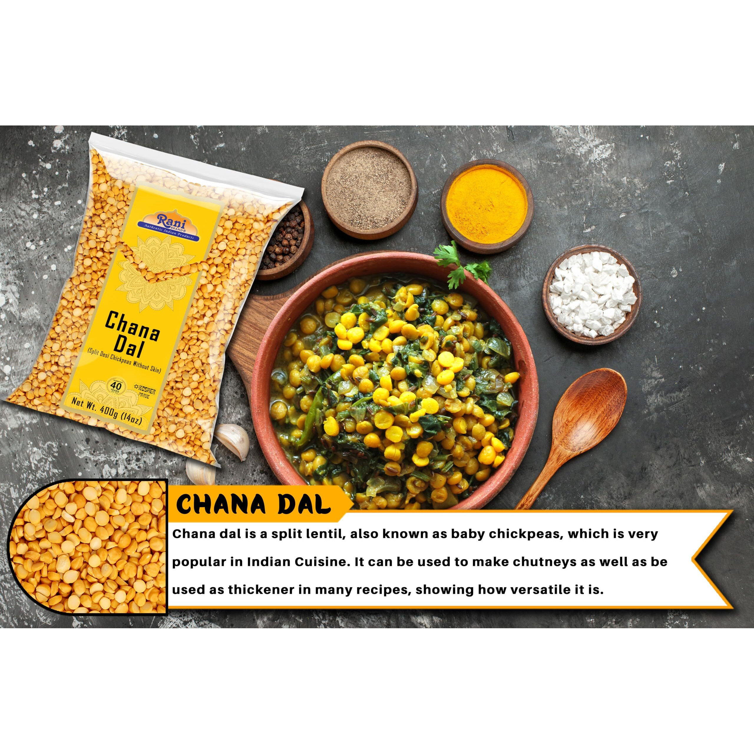Rani Chana Dal (Split Desi Chickpeas without skin) 14oz (400g) ~ All Natural, Gluten Friendly, NON-GMO, Kosher, Vegan, Indian Origin