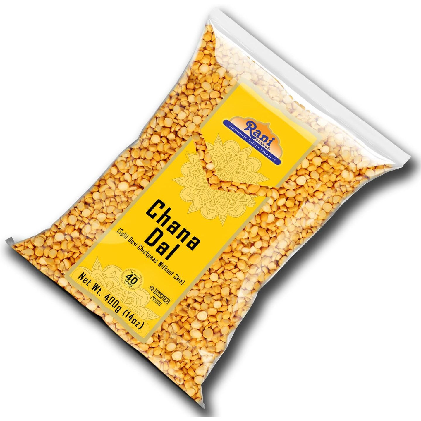 Rani Chana Dal (Split Desi Chickpeas without skin) 14oz (400g) ~ All Natural, Gluten Friendly, NON-GMO, Kosher, Vegan, Indian Origin