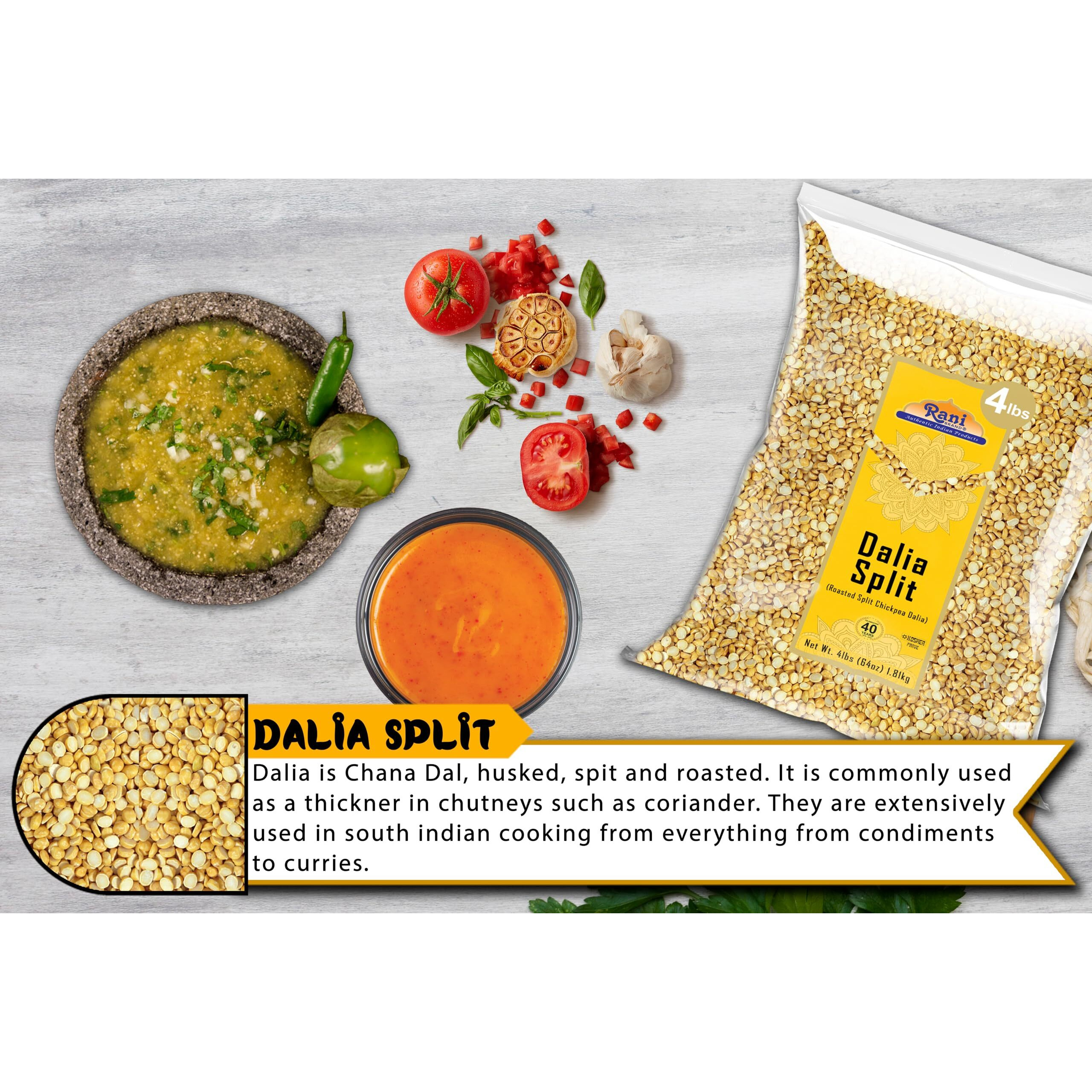 Rani Daliya Split (Roasted Split Chickpeas Dalia) 4lbs (64oz) ~ All Natural, Vegan, Indian Origin
