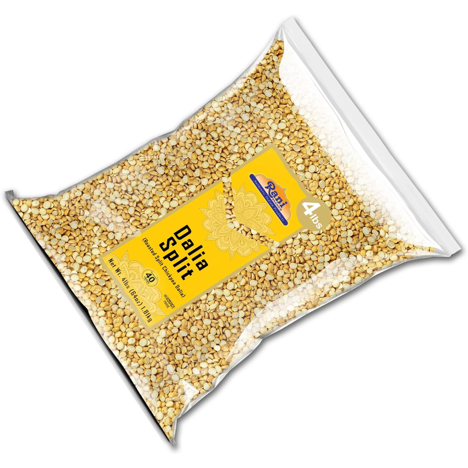 Rani Daliya Split (Roasted Split Chickpeas Dalia) 4lbs (64oz) ~ All Natural, Vegan, Indian Origin