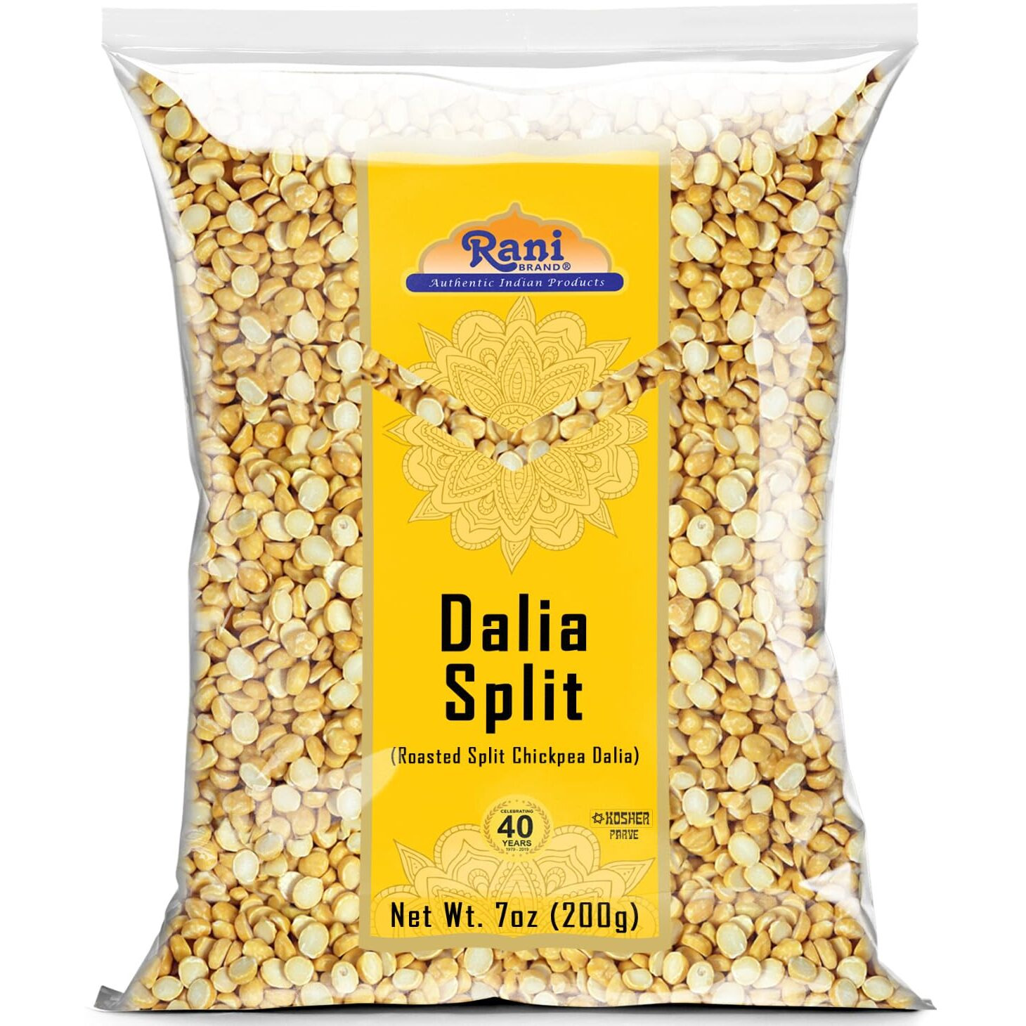 Rani Daliya Split (Roasted Split Chickpeas Dalia) 7oz (200g) ~ All Natural, Vegan, Indian Origin