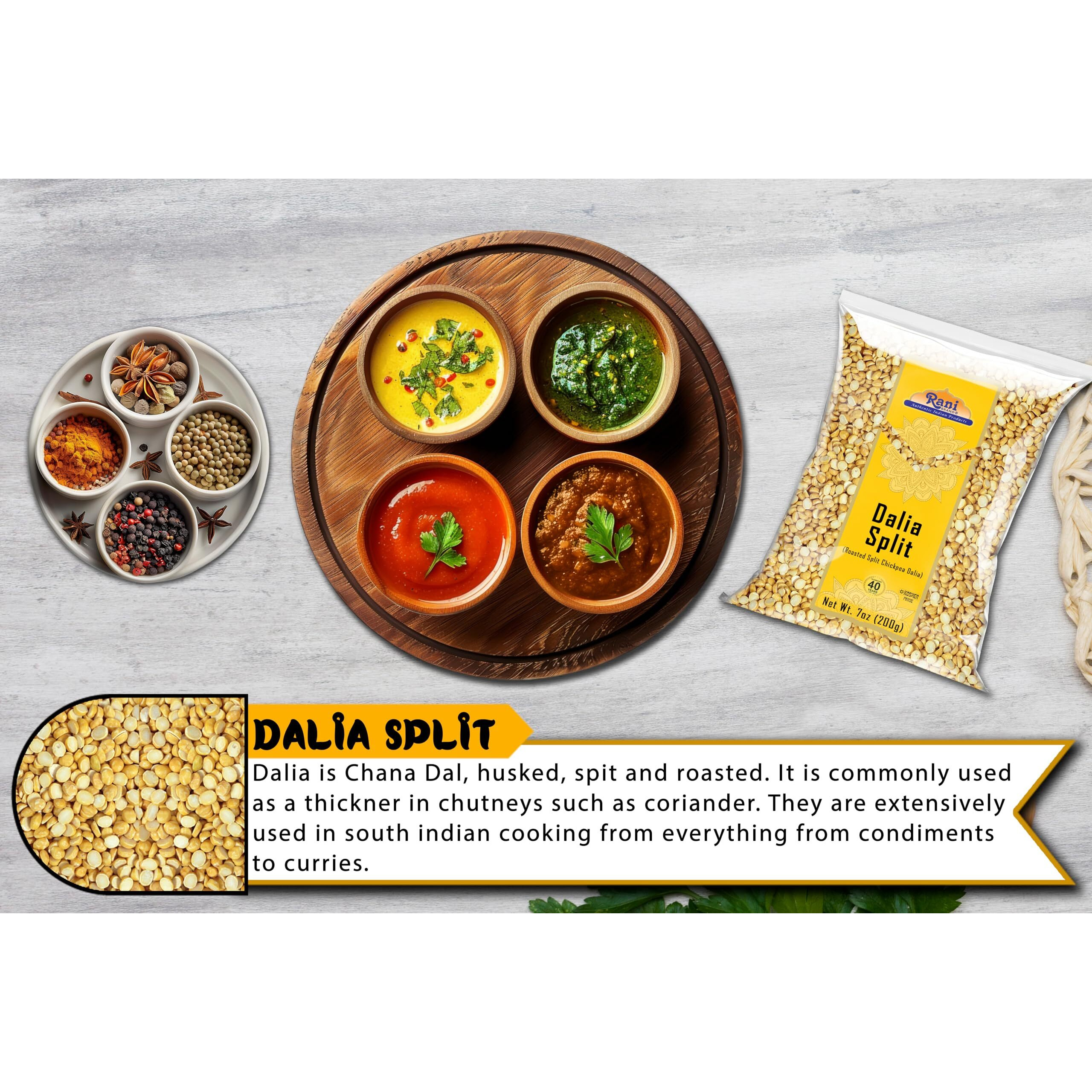 Rani Daliya Split (Roasted Split Chickpeas Dalia) 7oz (200g) ~ All Natural, Vegan, Indian Origin