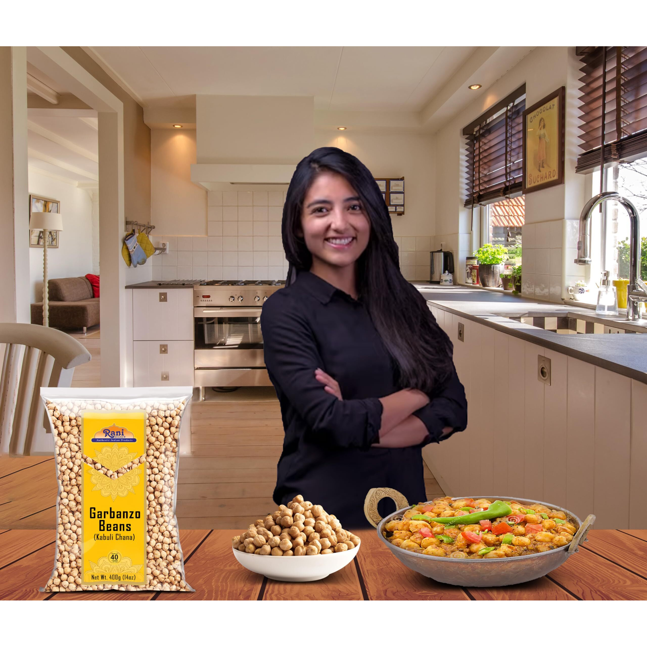 Rani Garbanzo Beans (Kabuli Chana) 14oz (400g) ~ All Natural, Vegan, Gluten Friendly, NON-GMO, Kosher, Indian Origin