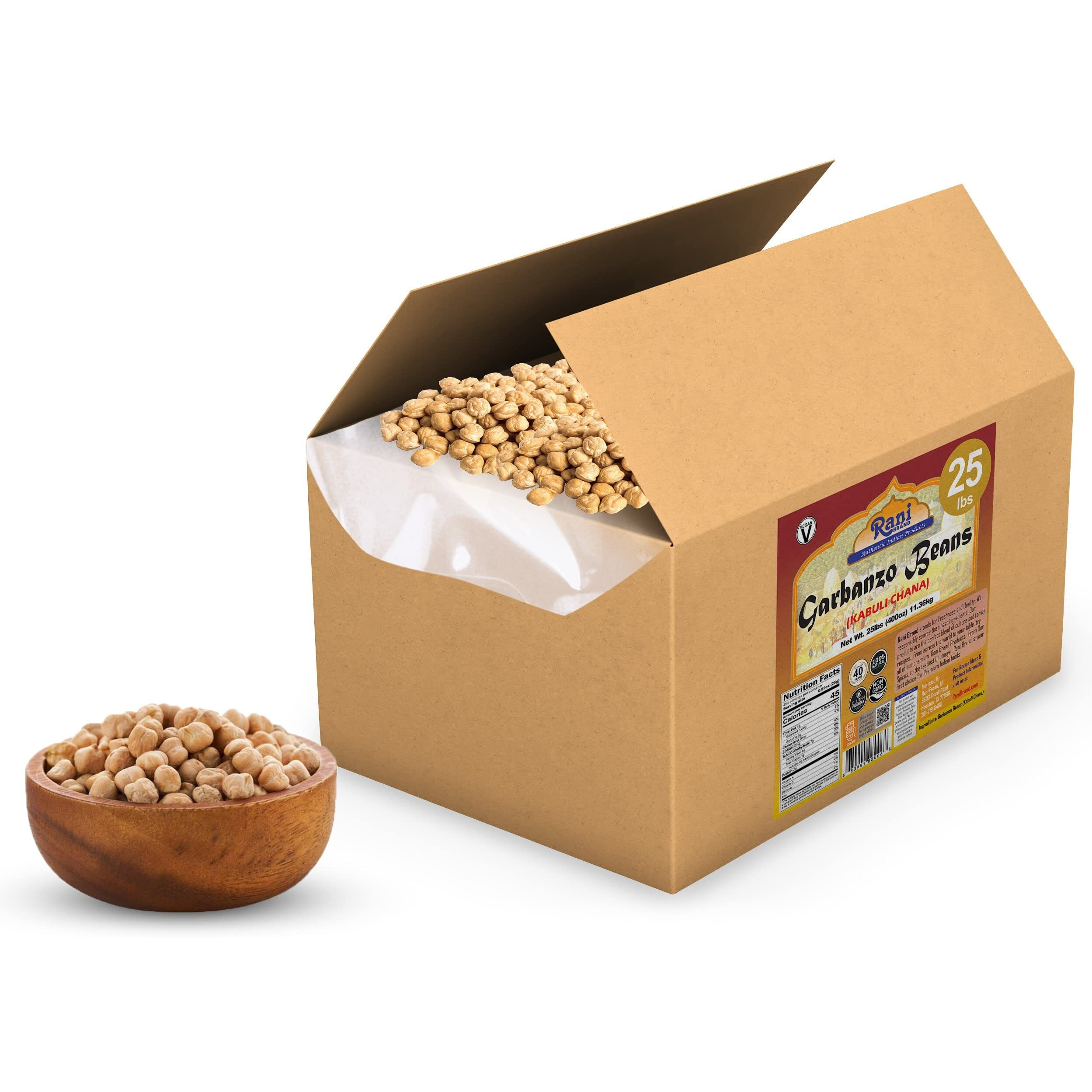 Rani Garbanzo Beans (Kabuli Chana) 400oz (25lbs) 11.36kg Bulk Box ~ All Natural, Vegan, Gluten Friendly, NON-GMO, Indian Origin