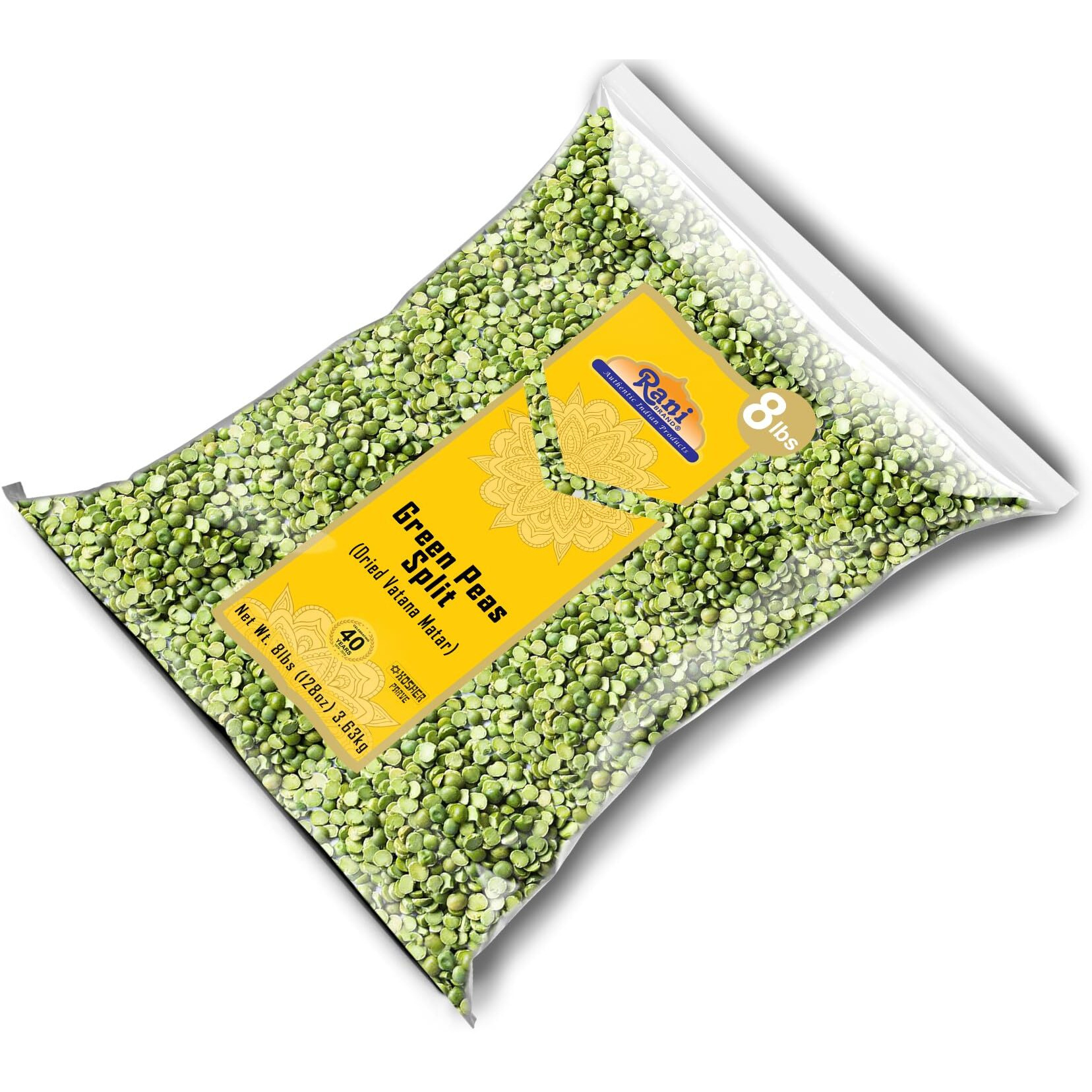 Rani Green Peas Split, Dried (Vatana, Matar) 128oz (8lbs) 3.63kg Bulk ~ All Natural, Vegan, Kosher, Gluten Friendly, Product of USA
