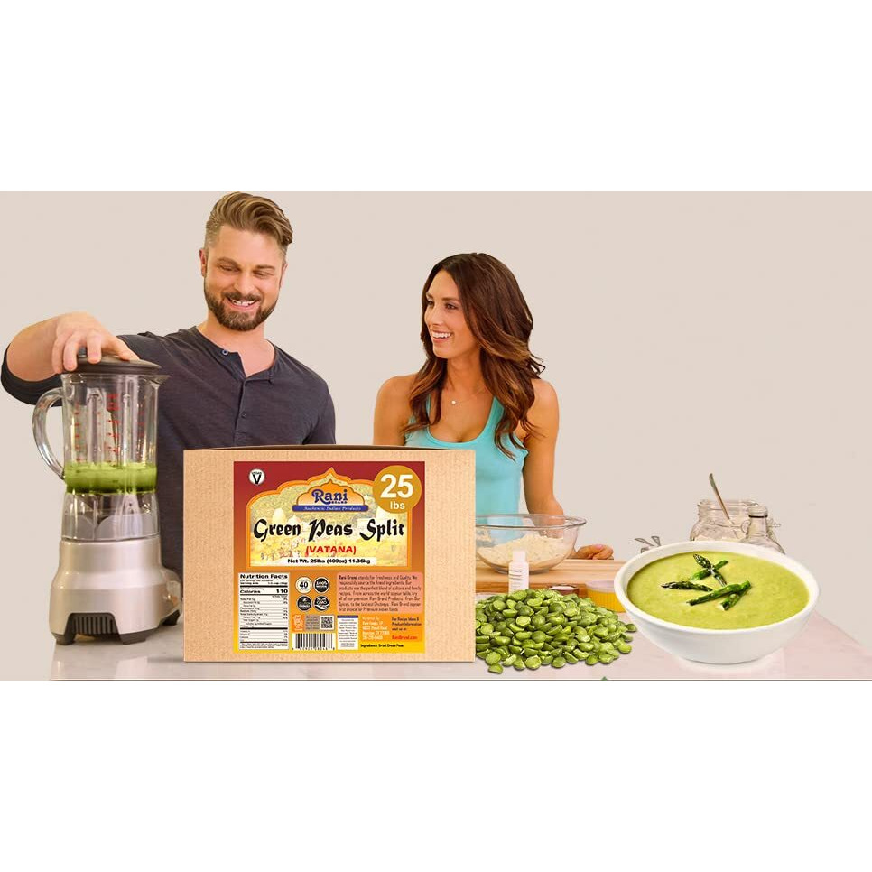 Rani Green Peas Split, Dried (Vatana, Matar) 400oz (25lbs) 11.36kg Bulk Box ~ All Natural, Vegan, Gluten Friendly, Product of USA