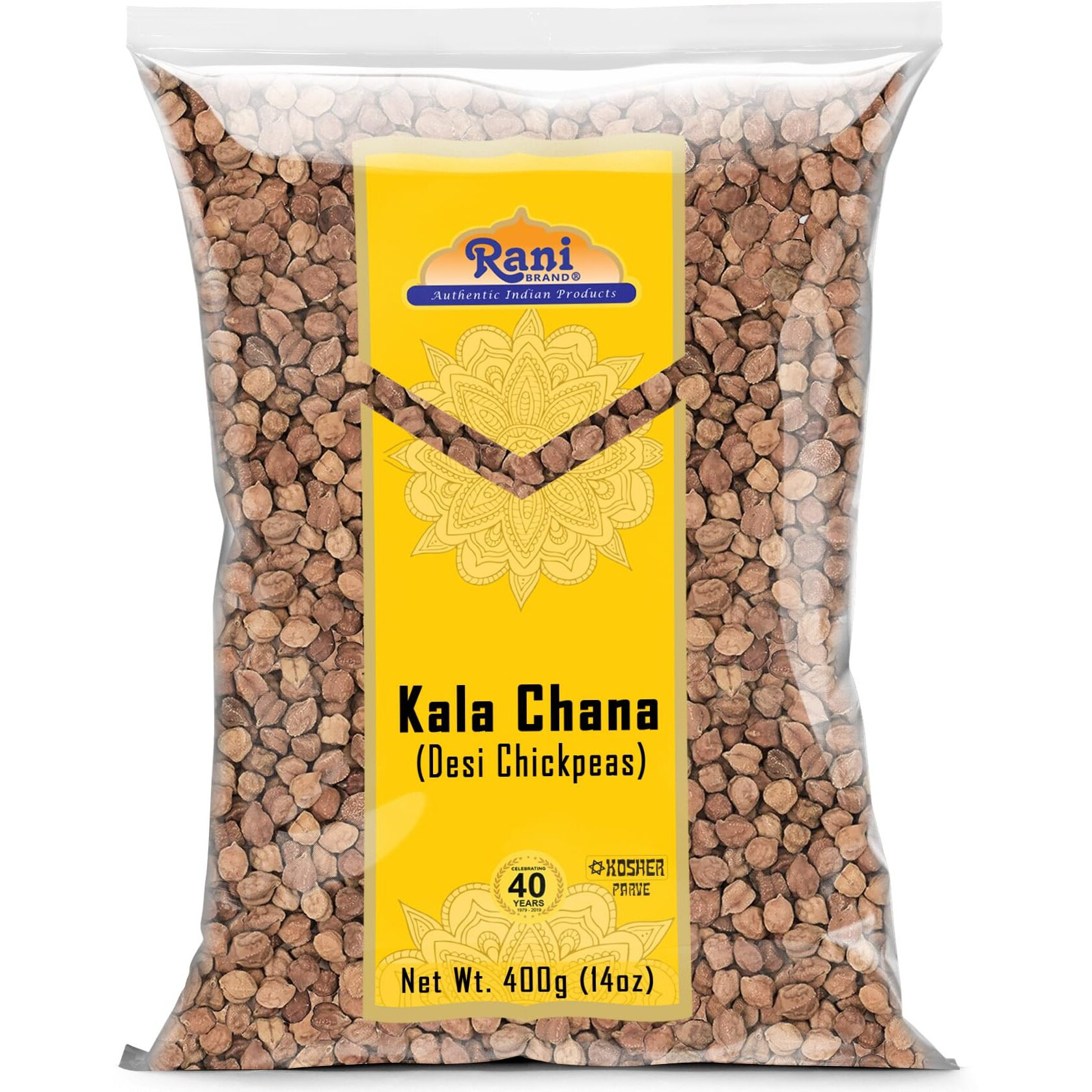 Rani Kala Chana (Desi Chickpeas Chana with skin)14oz (400g) ~ All Natural, Gluten Friendly, NON-GMO, Kosher, Vegan, Indian Origin