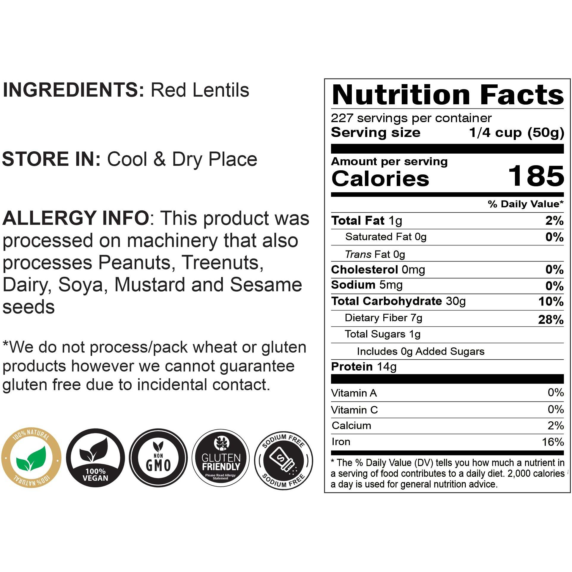 Rani Masoor Gota (Football) Indian Red Lentils Skinless 400oz (25lbs) 11.36kg Bulk Box ~ All Natural, Gluten Friendly, NON-GMO, Vegan, Indian Origin