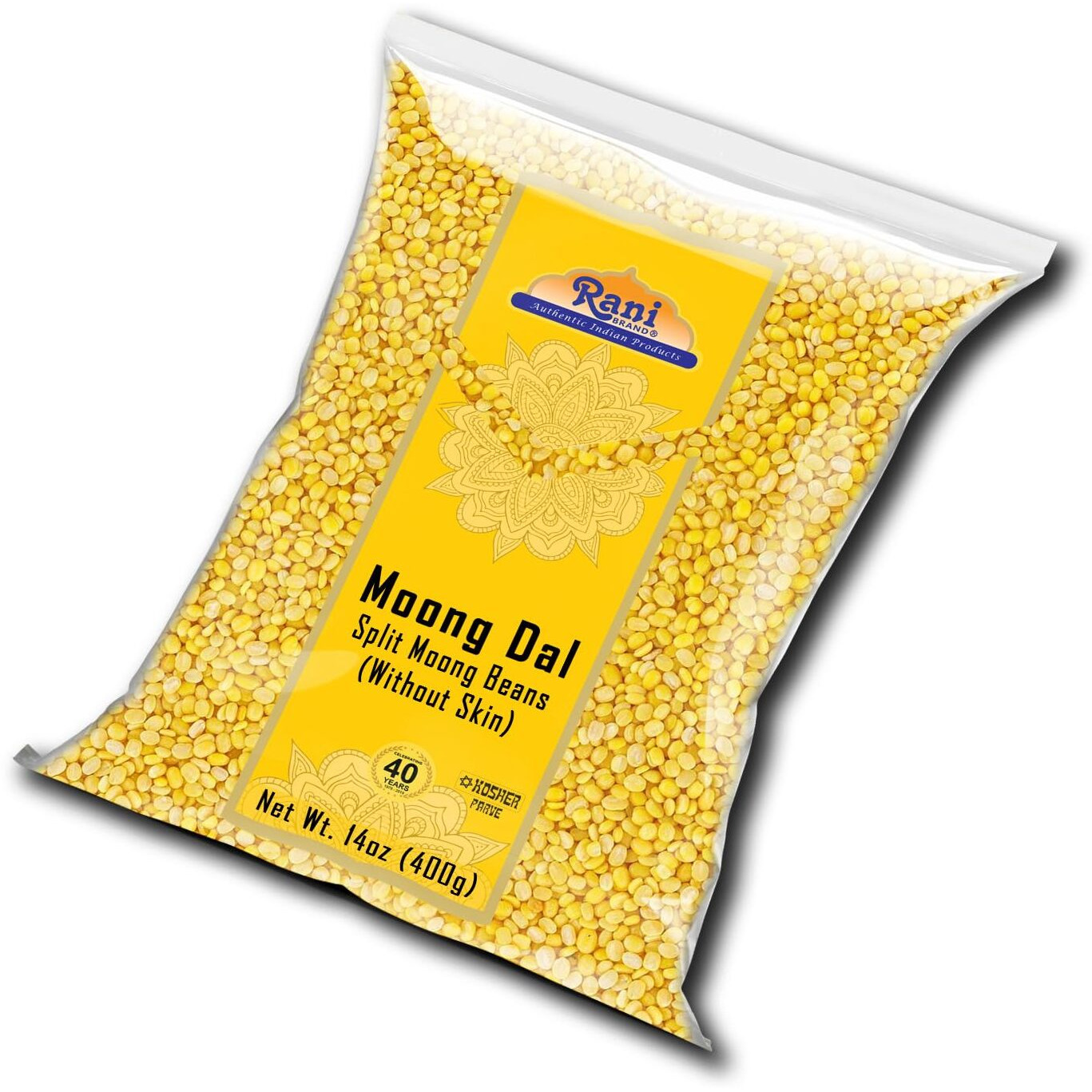 Rani Moong Dal (Split Mung Beans Without Skin) Lentils Indian 14oz (400g) ~ All Natural, Gluten Friendly, Non-GMO, Kosher, Vegan, Indian Origin