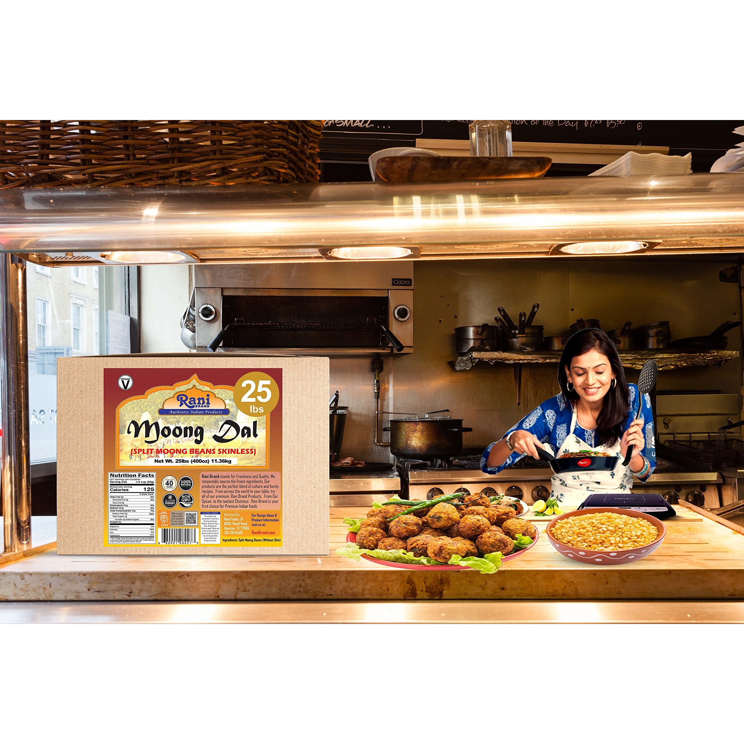 Rani Moong Dal (Split Mung Beans Without Skin) Lentils Indian 400oz (25lbs) 11.36kg Bulk Box ~ All Natural, Gluten Friendly, Non-GMO, Kosher, Vegan, Indian Origin