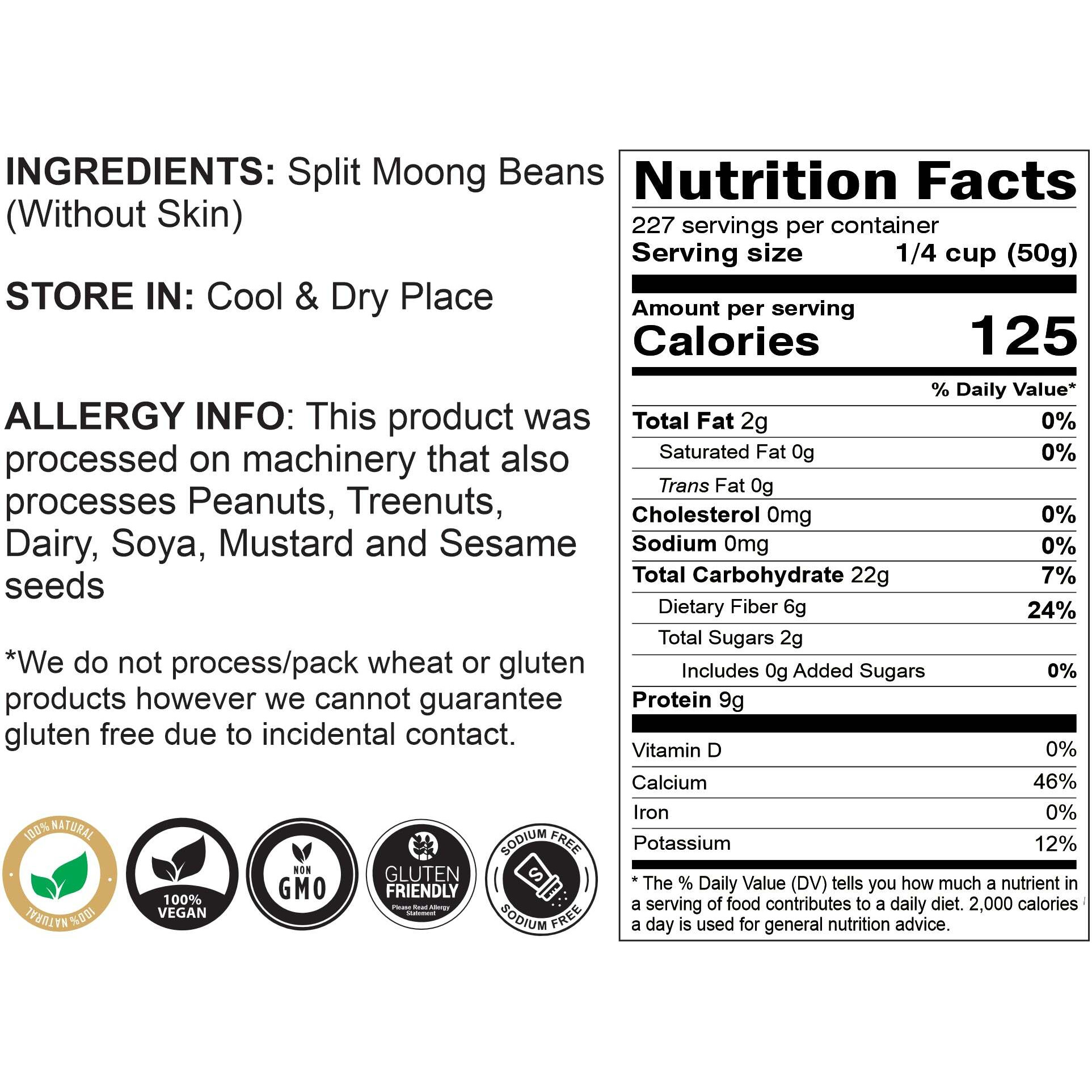 Rani Moong Dal (Split Mung Beans Without Skin) Lentils Indian 400oz (25lbs) 11.36kg Bulk Box ~ All Natural, Gluten Friendly, Non-GMO, Kosher, Vegan, Indian Origin