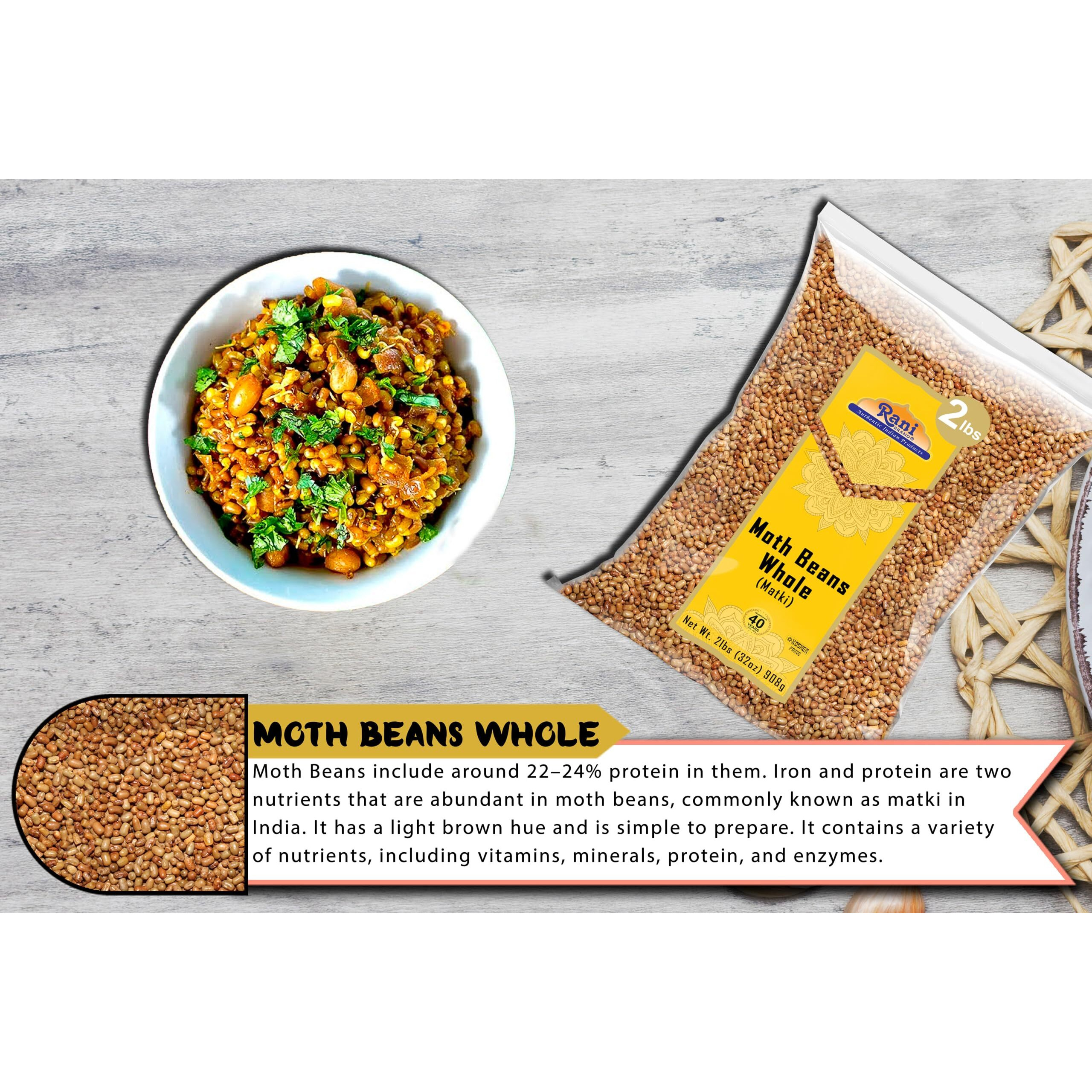 Rani Moth Beans Whole 32oz (2lbs) 908g ~ All Natural, Gluten Friendly, Non-GMO, Kosher, Vegan, Indian Origin