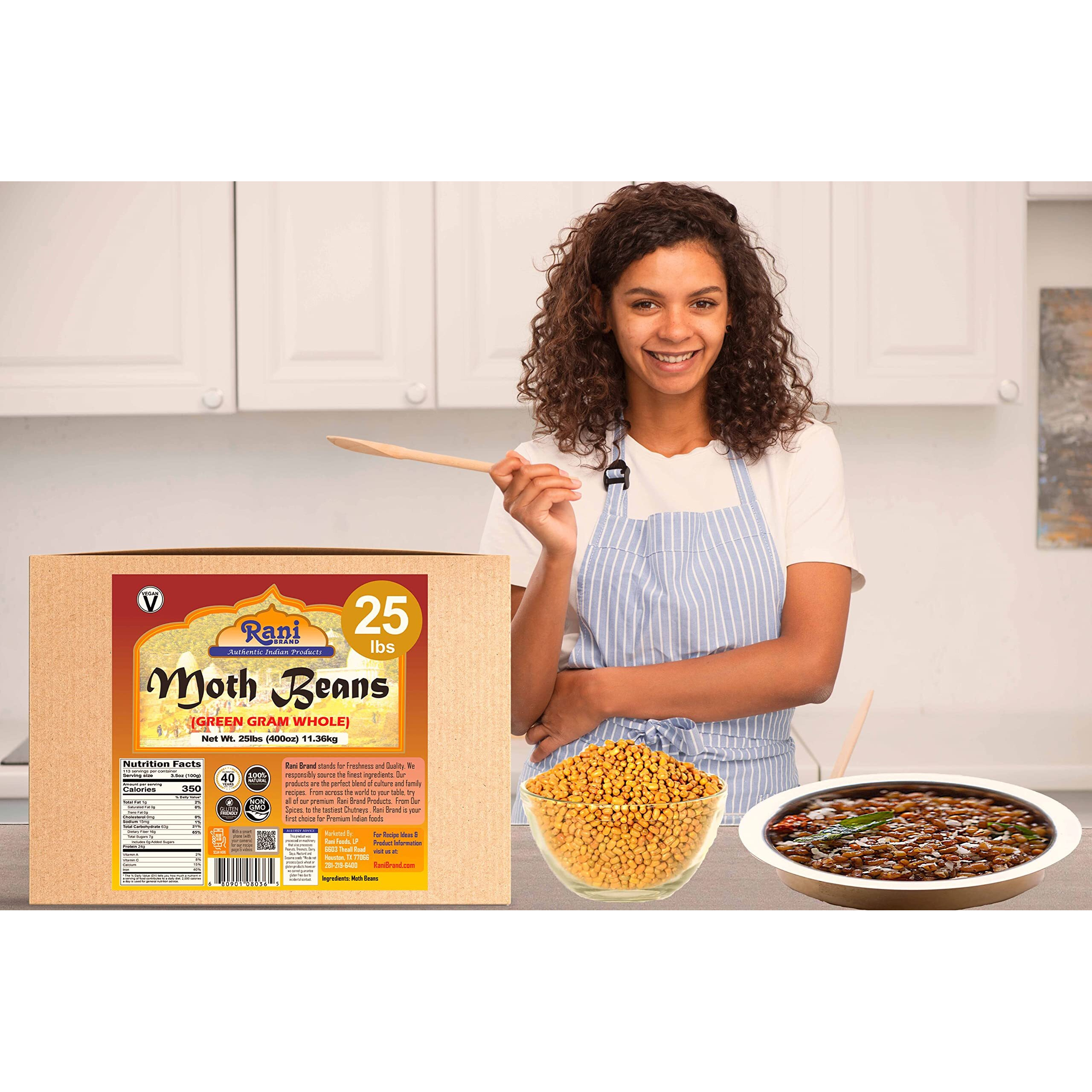 Rani Moth Beans Whole 400oz (25lbs) 11.36kg Bulk Box ~ All Natural, Gluten Friendly, Non-GMO, Kosher, Vegan, Indian Origin