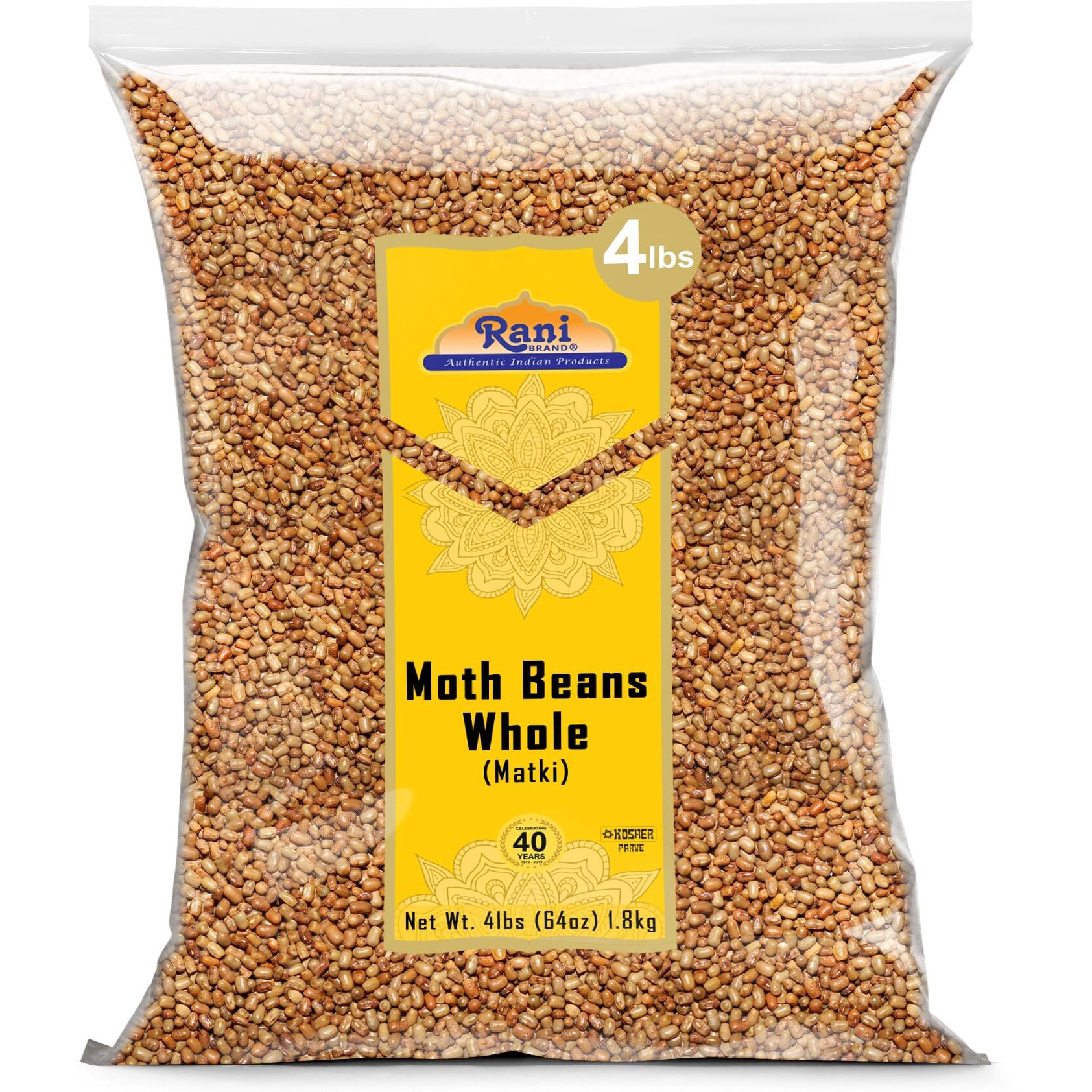Rani Moth Beans Whole 64oz (4lbs) 1.81kg Bulk ~ All Natural, Gluten Friendly, Non-GMO, Kosher, Vegan, Indian Origin