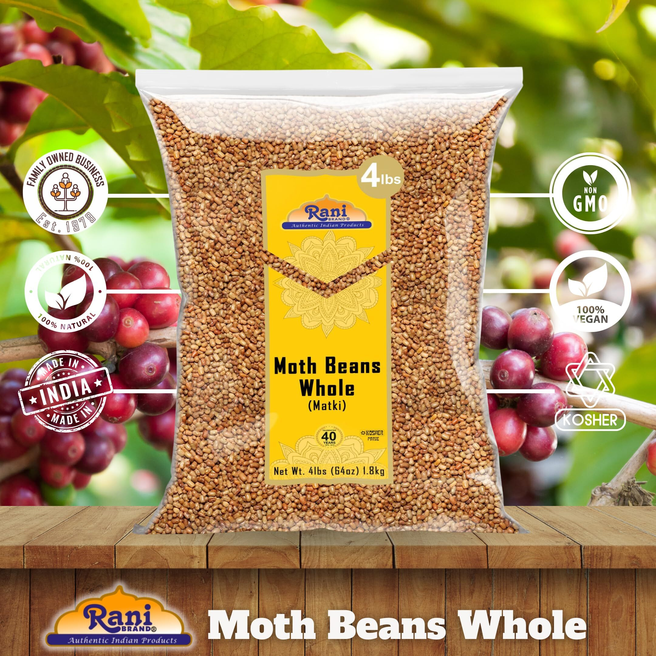 Rani Moth Beans Whole 64oz (4lbs) 1.81kg Bulk ~ All Natural, Gluten Friendly, Non-GMO, Kosher, Vegan, Indian Origin