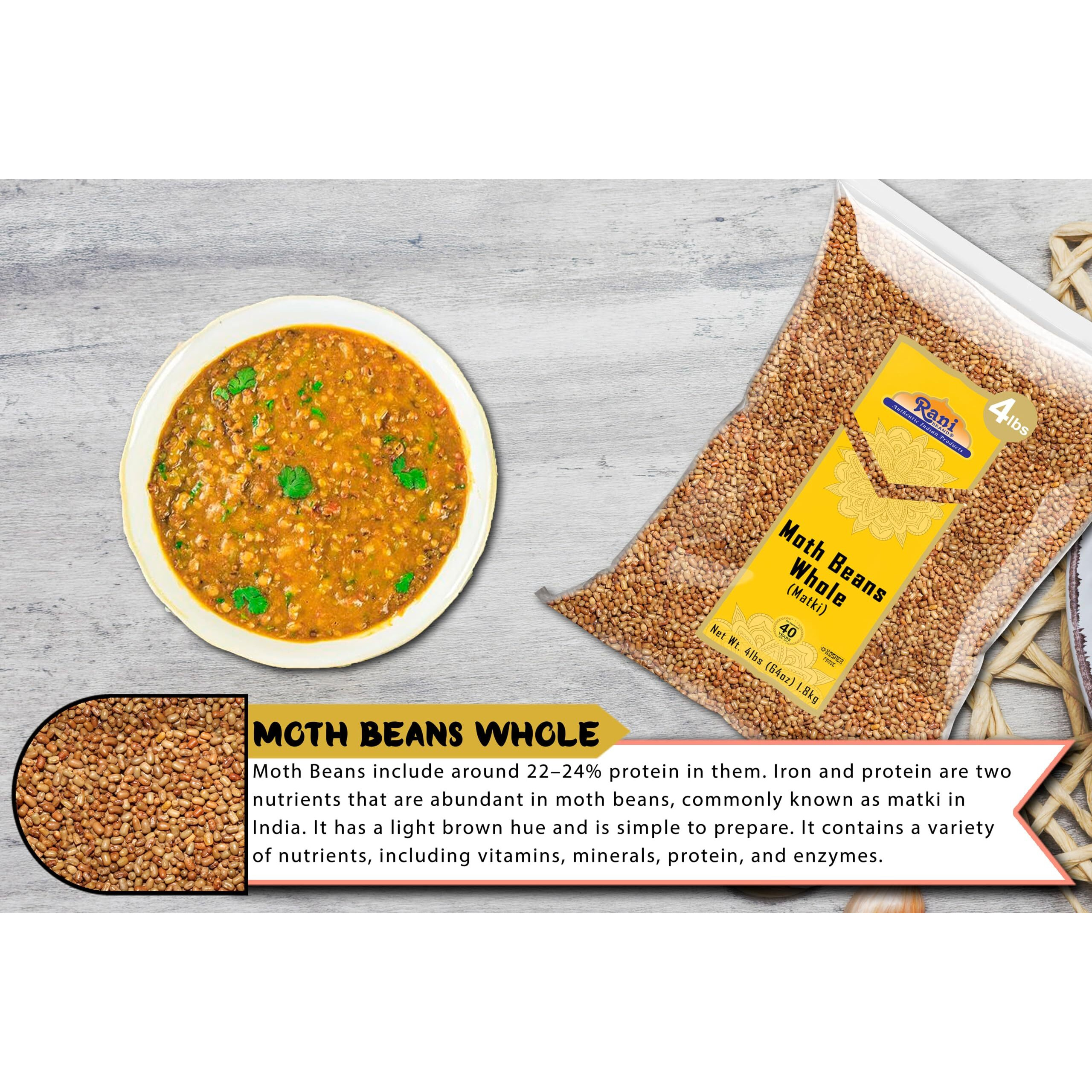 Rani Moth Beans Whole 64oz (4lbs) 1.81kg Bulk ~ All Natural, Gluten Friendly, Non-GMO, Kosher, Vegan, Indian Origin