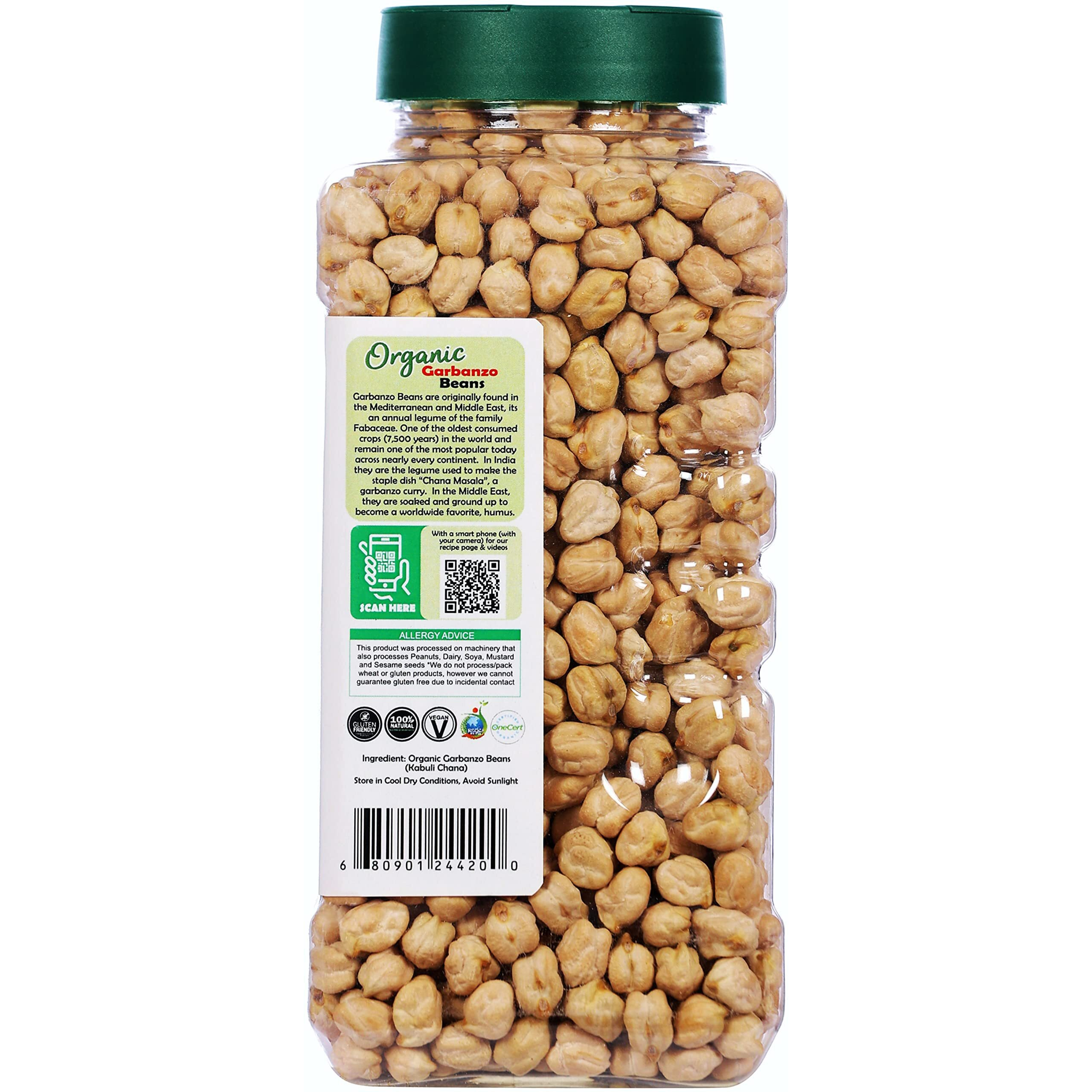 Rani Organic Garbanzo Beans (Kabuli Chana) 28oz (800g) PET Jar ~ All Natural, Vegan, Gluten Friendly, NON-GMO, Indian Origin, USDA Certified Organic