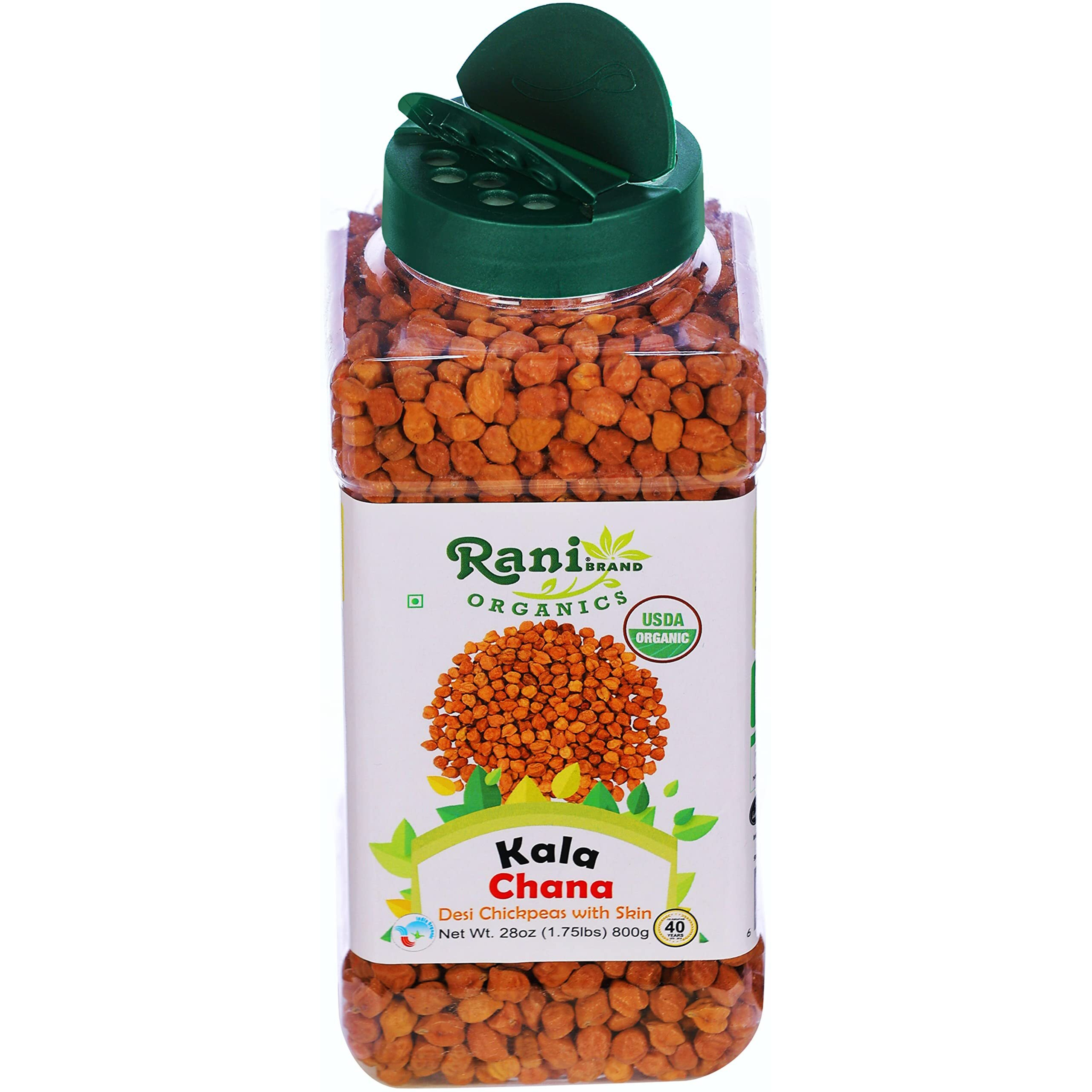 Rani Organic Kala Chana (Desi Chickpeas with Skin) 28oz (800g) PET Jar ~ All Natural, Vegan, Gluten Friendly, NON-GMO, Indian Origin, USDA Certified Organic