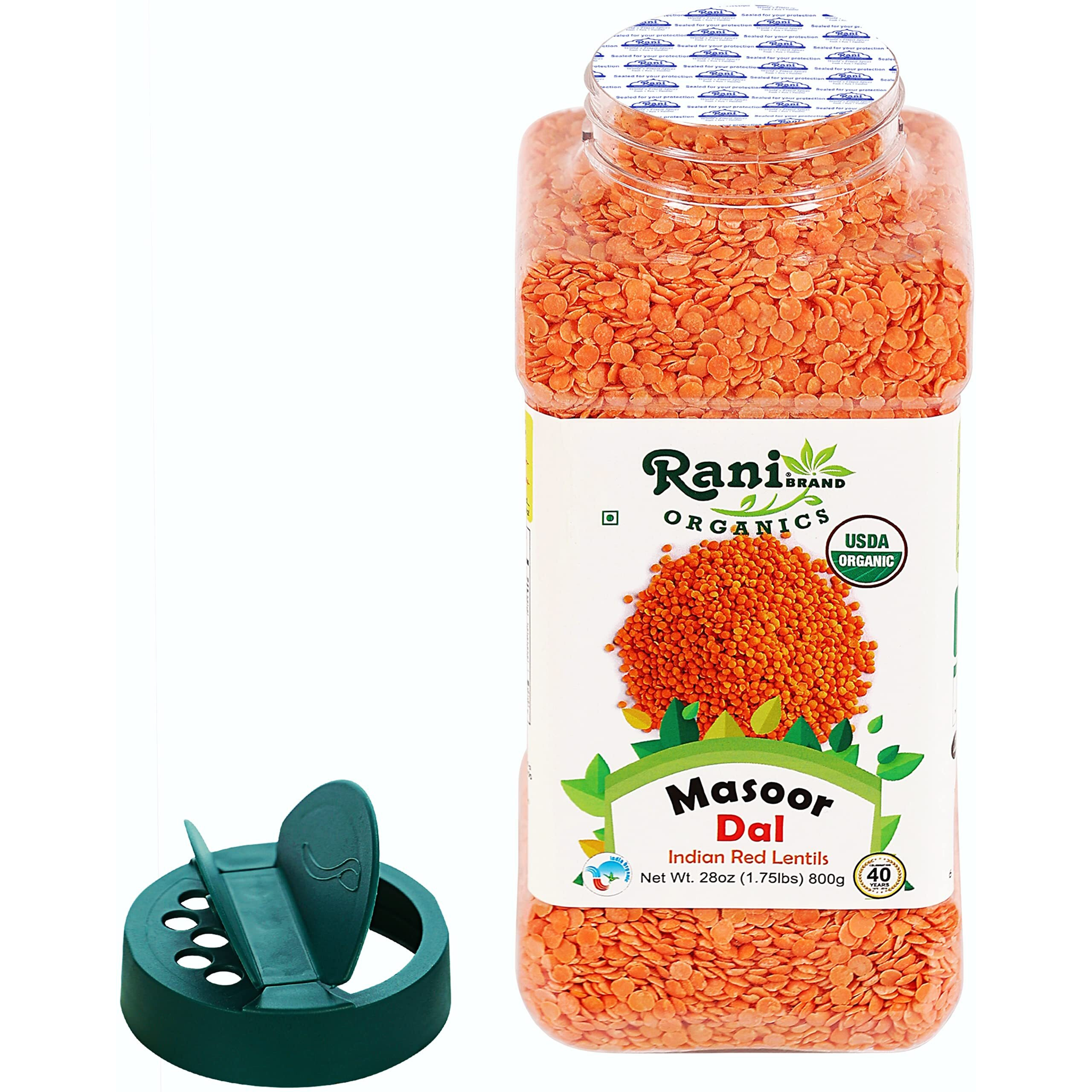 Rani Organic Masoor Dal (Red Split Lentils) 28oz (800g) PET Jar ~ All Natural, Vegan, Gluten Friendly, NON-GMO, Indian Origin, USDA Certified Organic