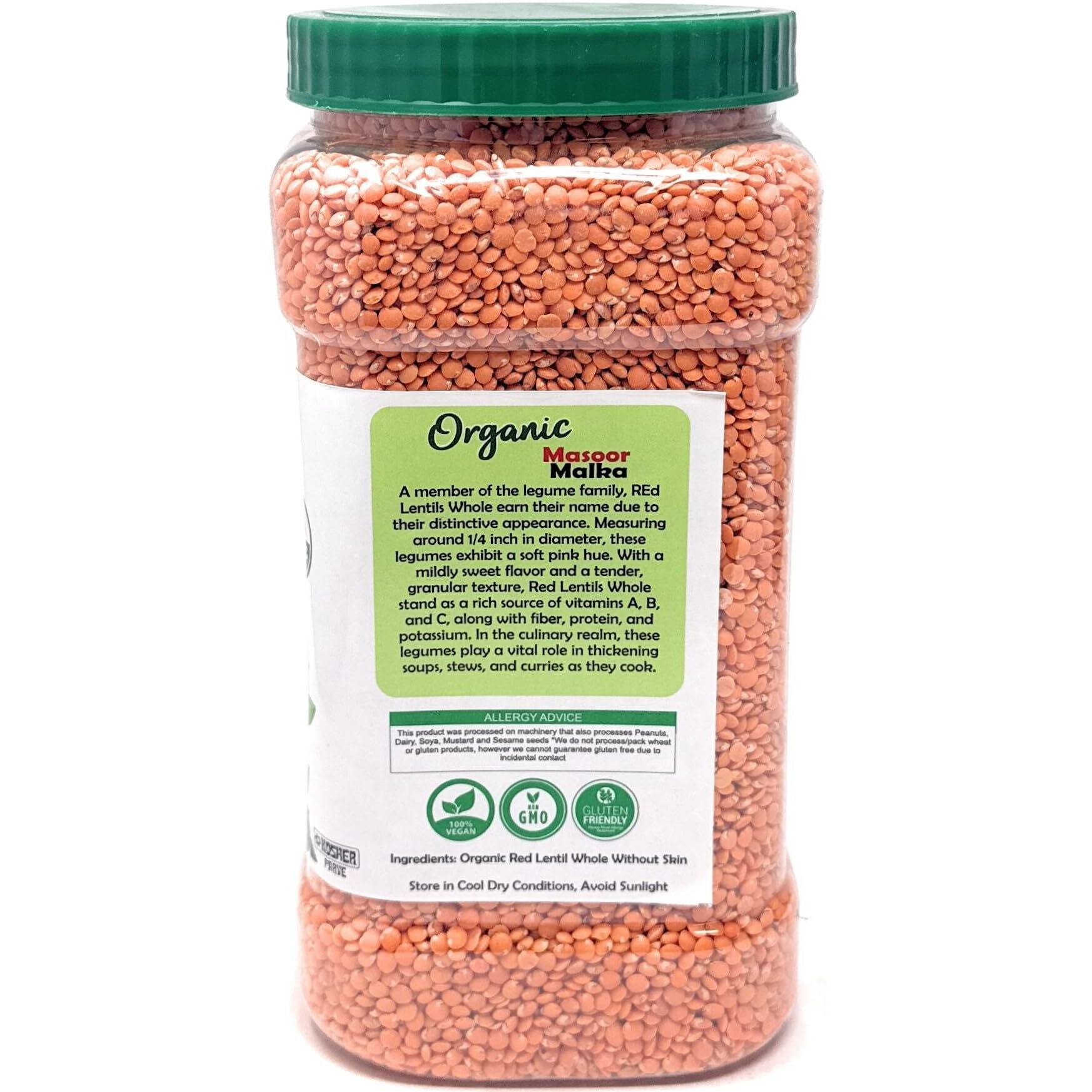 Rani Organic Masoor Gota (Football) Indian Red Lentils Skinless 64oz (4lbs) 1.81kg Bulk ~ All Natural, Gluten Friendly, NON-GMO, Kosher, Vegan, Indian Origin
