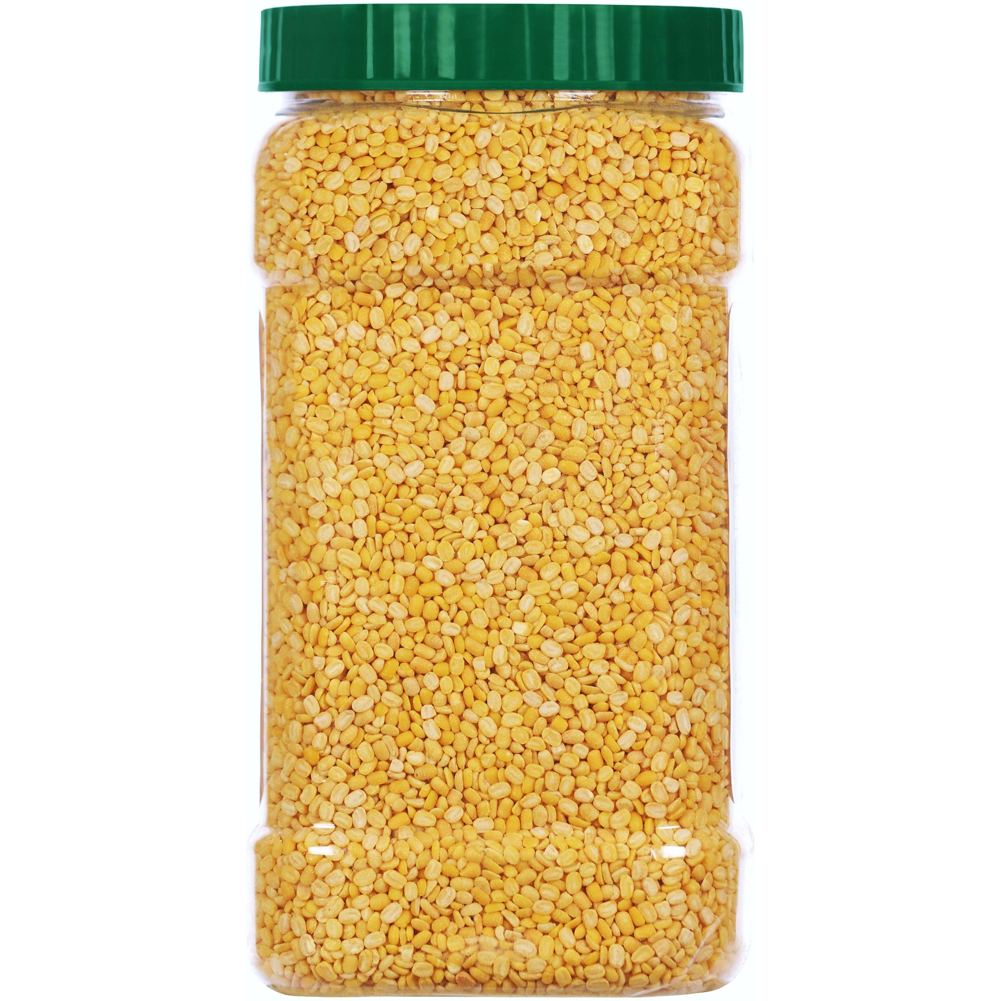 Rani Organic Moong Dal (Split Moong Beans Skinless) Indian Lentils 64oz (4lbs) 1.81kg Bulk PET Jar ~ All Natural, Vegan, Gluten Friendly, NON-GMO, Indian Origin, USDA Certified Organic