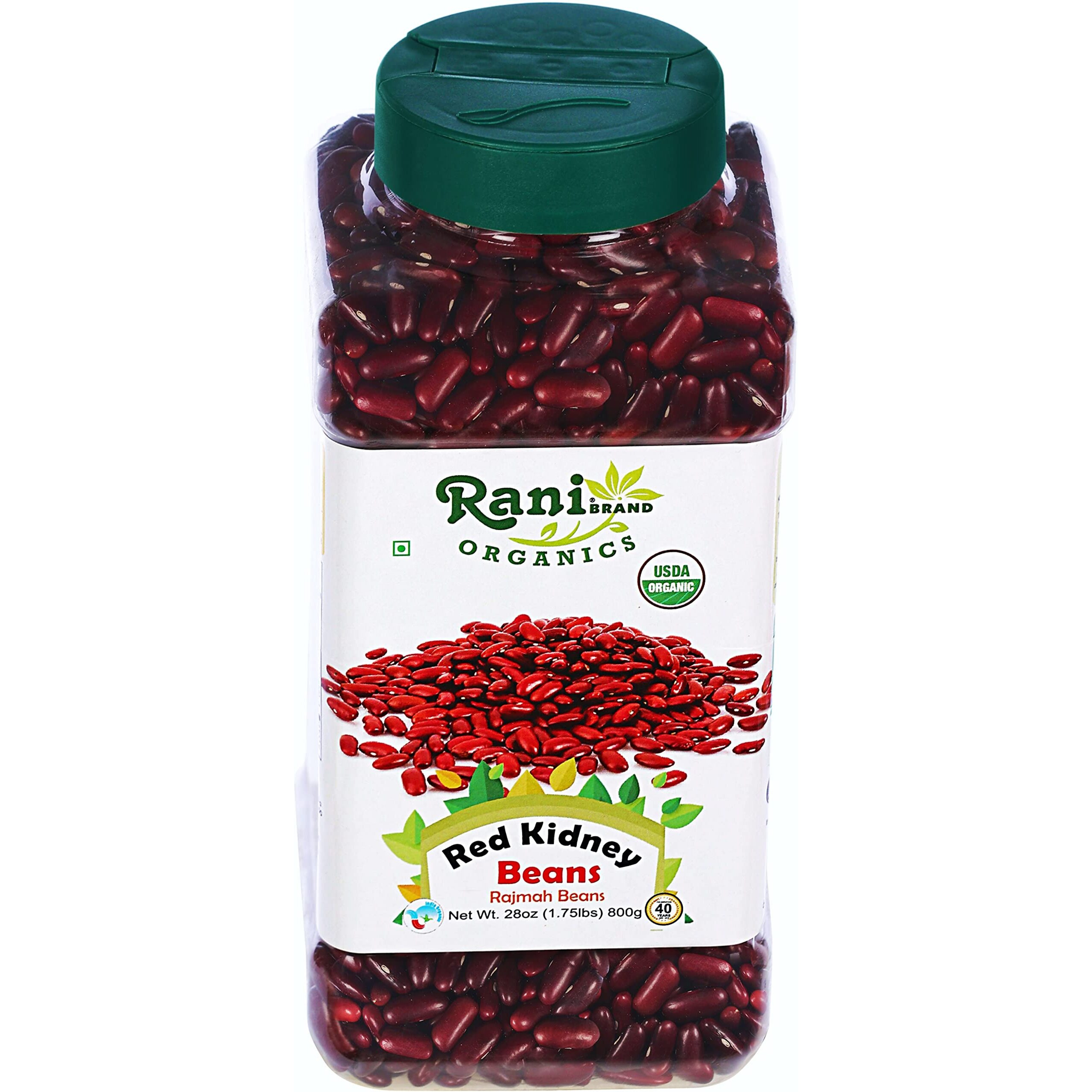 Rani Organic Red Kidney Beans (Rajmah Beans) Light 28oz (1.7lbs) 800g PET Jar ~ All Natural, Vegan, Gluten Friendly, NON-GMO, Indian Origin, USDA Certified Organic