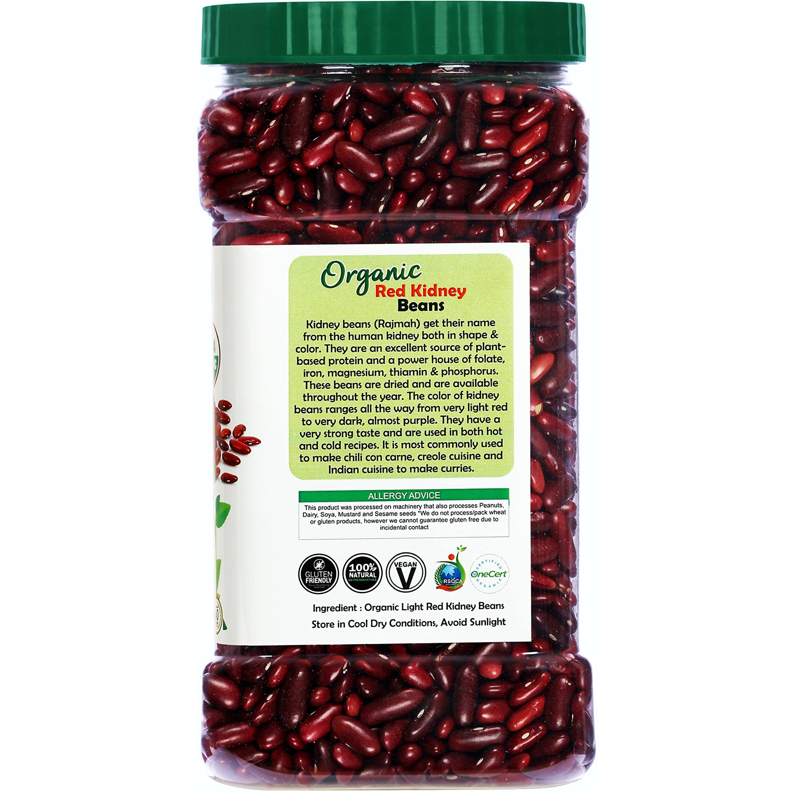 Rani Organic Red Kidney Beans (Rajmah Beans) Light 48oz (3lbs) 1.36kg Bulk PET Jar ~ All Natural, Vegan, Gluten Friendly, NON-GMO, Indian Origin, USDA Certified Organic