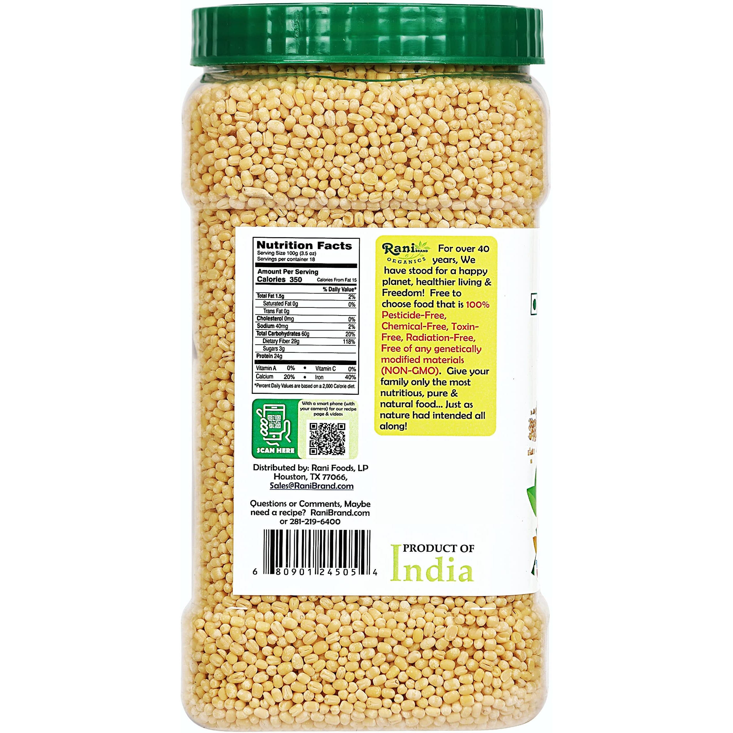 Rani Organic Urid/Urad Whole Gota (Matpe Beans Skinless) Indian Lentils 64oz (4lbs) 1.81kg Bulk PET Jar ~ All Natural, Vegan, Gluten Friendly, NON-GMO, Indian Origin, USDA Certified Organic