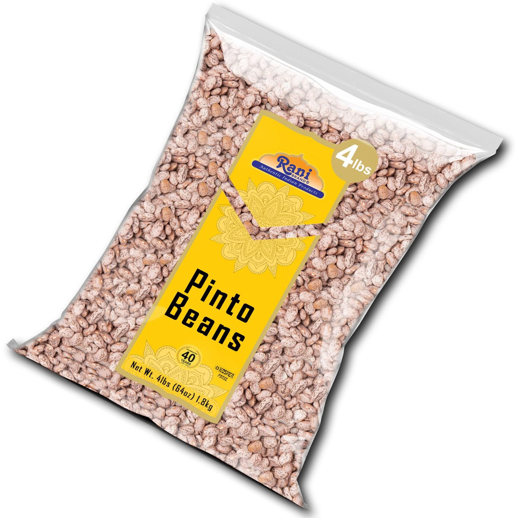 Rani Pinto Beans 64oz (4lbs) 1.81kg Bulk ~ All Natural, Vegan, Gluten Friendly, NON-GMO, Kosher, Product of USA