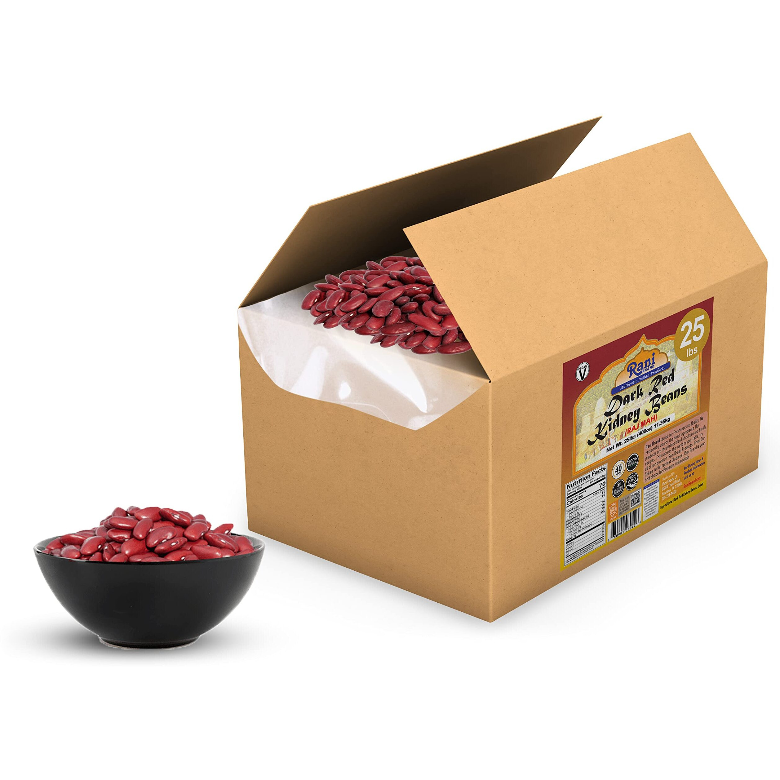 Rani Red Kidney Beans, Dark 400oz (25lbs) 11.36kg Bulk Box ~ All Natural, Vegan, Gluten Friendly, NON-GMO, Kosher, Raj Mah