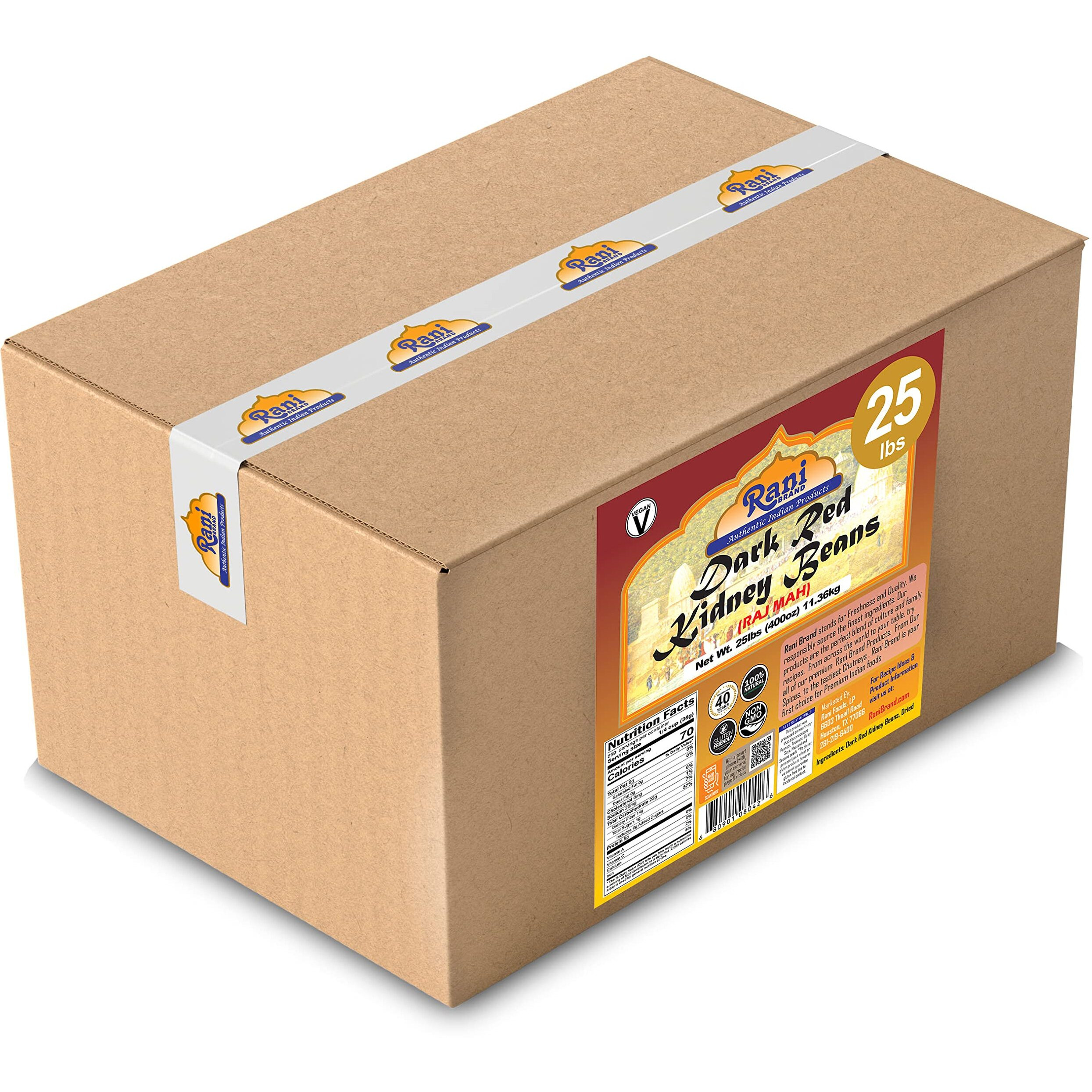 Rani Red Kidney Beans, Dark 400oz (25lbs) 11.36kg Bulk Box ~ All Natural, Vegan, Gluten Friendly, NON-GMO, Kosher, Raj Mah