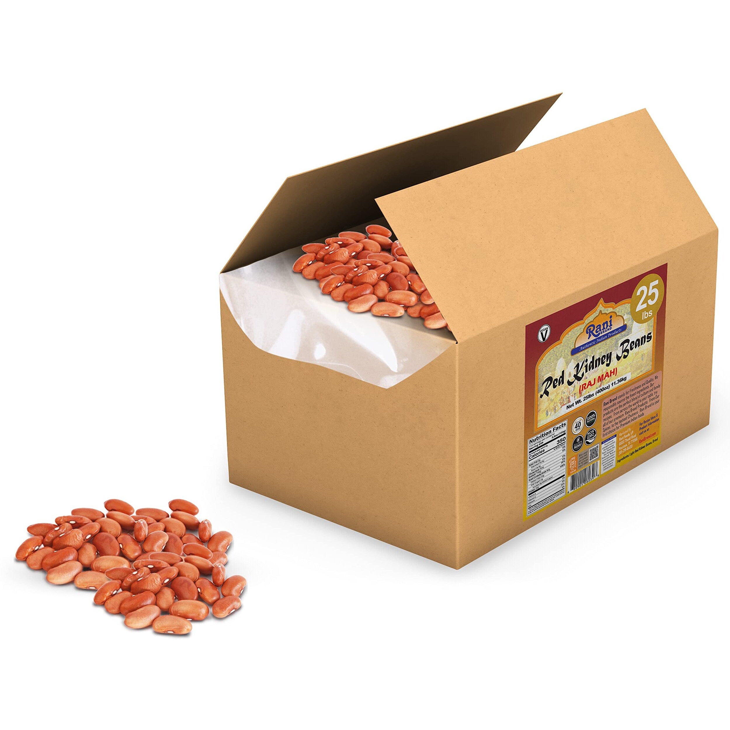 Rani Red Kidney Beans, Light 400oz (25lbs) 11.36kg Bulk Box ~ All Natural, Vegan, Gluten Friendly, NON-GMO, Kosher, Raj Mah