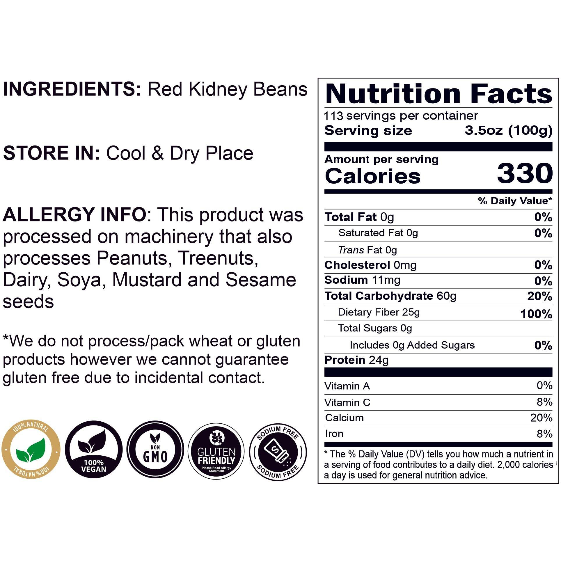 Rani Red Kidney Beans, Light 400oz (25lbs) 11.36kg Bulk Box ~ All Natural, Vegan, Gluten Friendly, NON-GMO, Kosher, Raj Mah