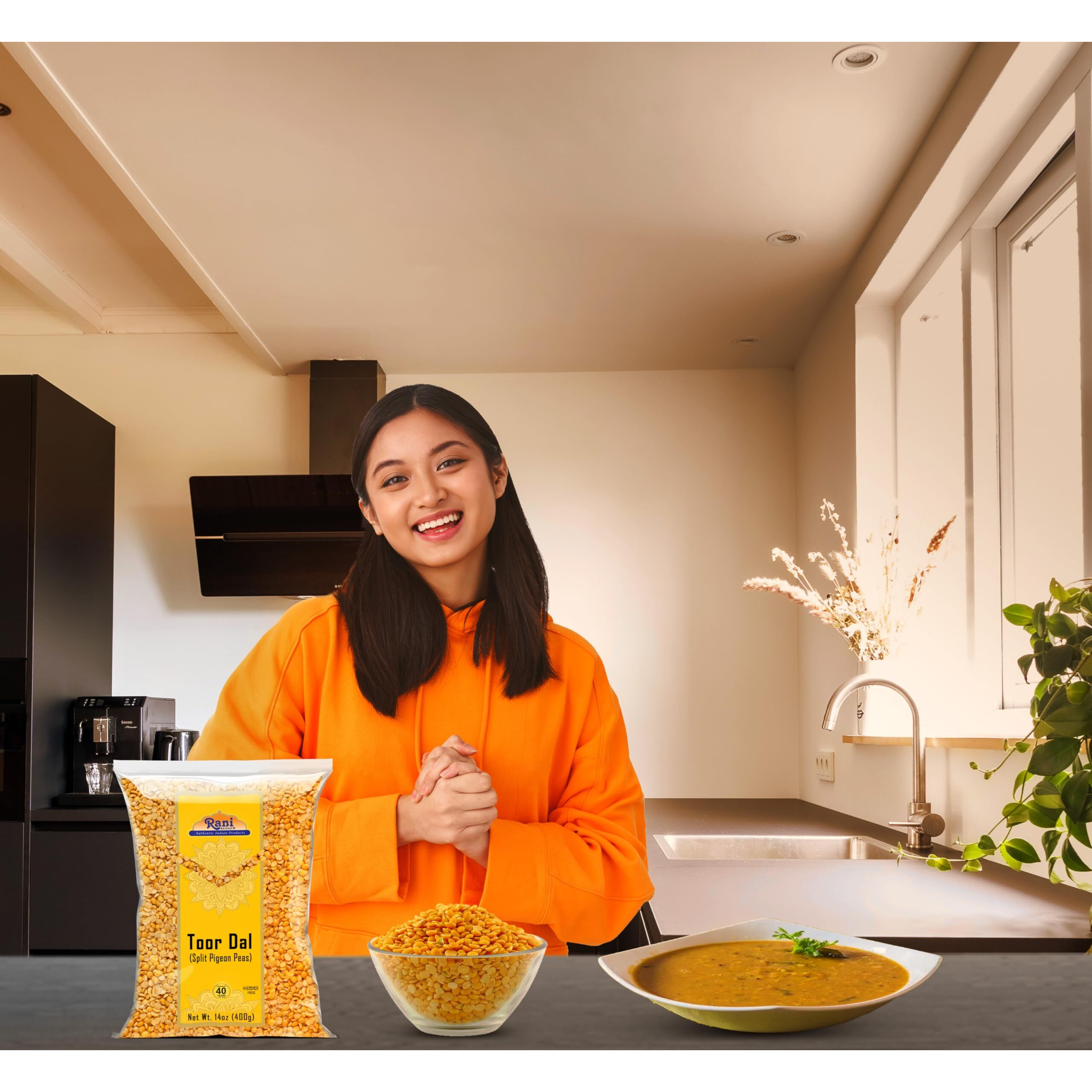 Rani Toor Dal (Split Pigeon Peas) 14oz (400g) ~ All Natural, Gluten Friendly, NON-GMO, Kosher, Vegan, Indian Origin (Size 14oz (400g))