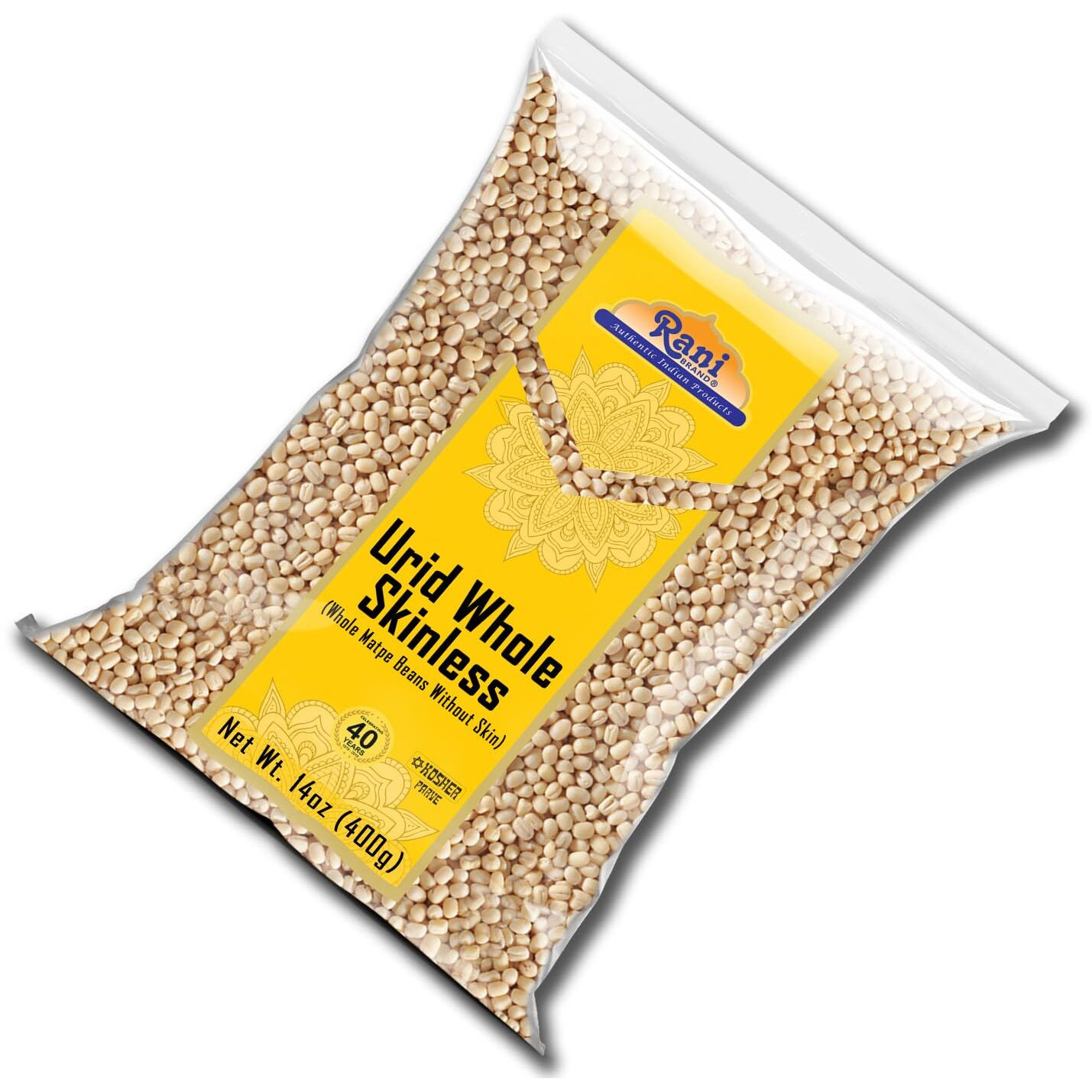 Rani Urid/Urad Gota White (Matpe Beans Skinless) Indian Lentils 14oz (400g) ~ All Natural, Gluten Friendly, NON-GMO, Kosher, Vegan, Indian Origin (Size 14oz (400g))