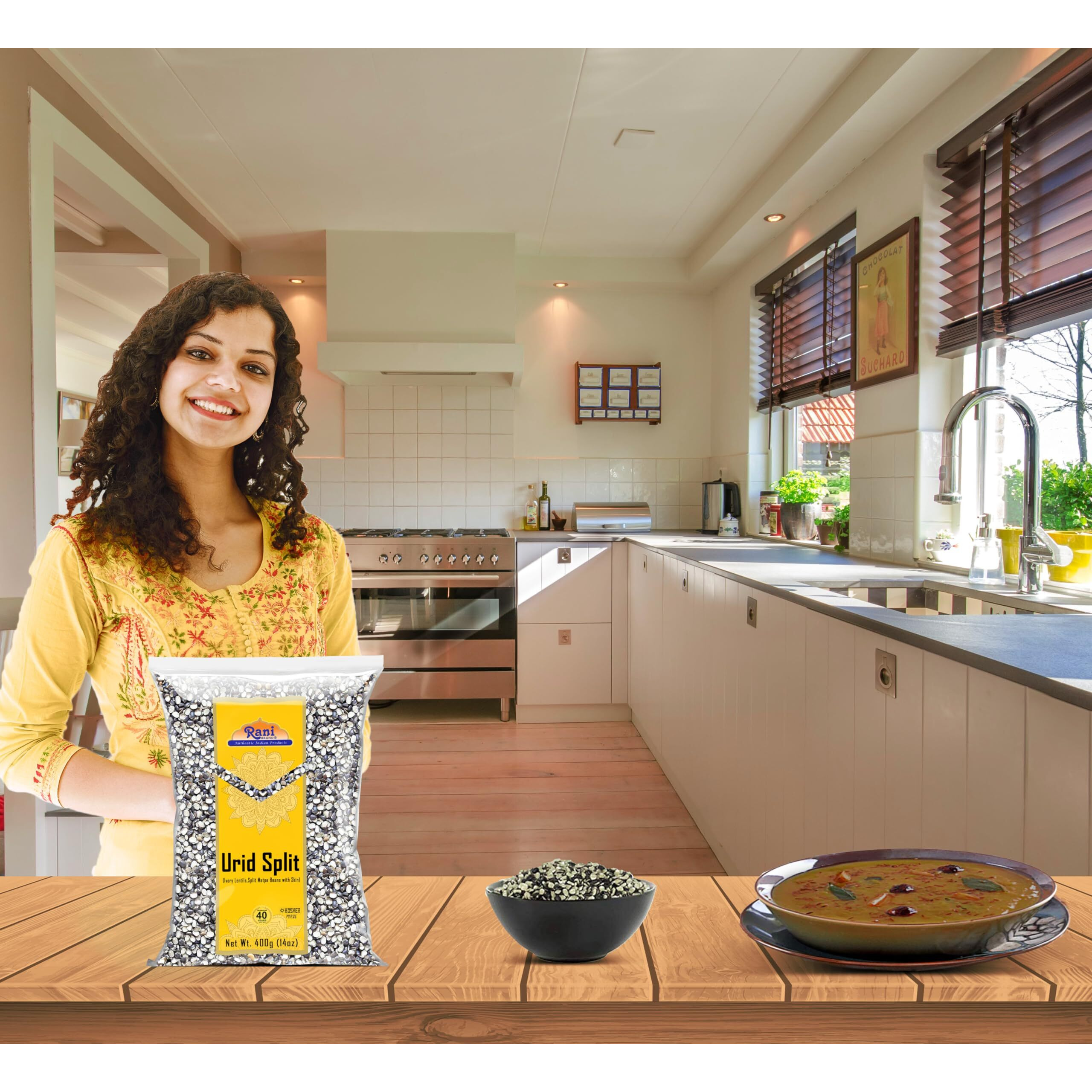 Rani Urid/Urad Split Chilka (Split Matpe Beans with Skin) Indian Lentils 14oz (400g) ~ All Natural, Gluten Friendly, Non-GMO, Kosher, Vegan, Indian Origin (Size 14oz (400g))
