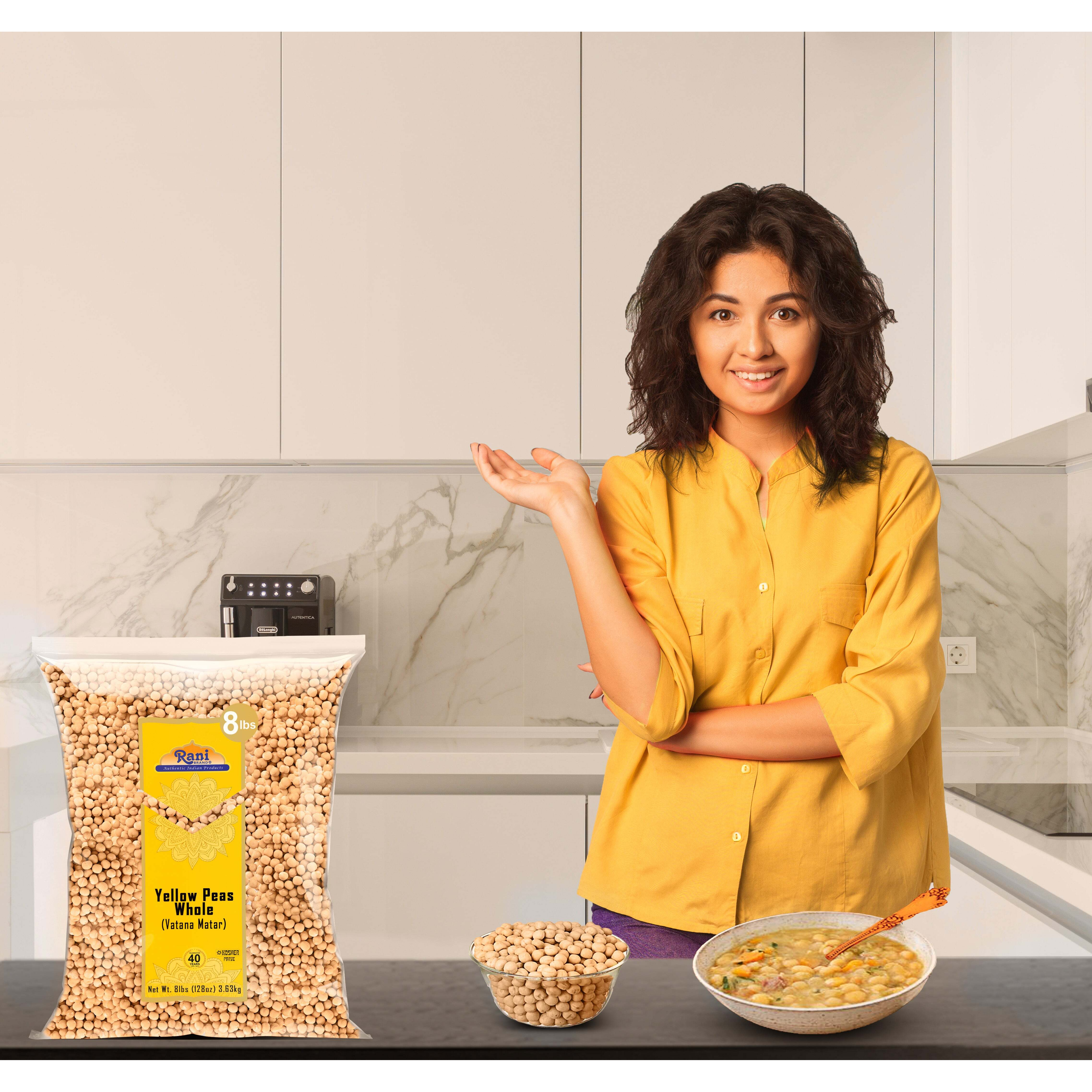 Rani Yellow Peas Whole, Dried (Vatana, Matar) 128oz (8lbs) 3.63kg Bulk ~ All Natural, Vegan, Kosher, Gluten Friendly, Product of USA (Size 128oz (8lbs) 3.63kg)
