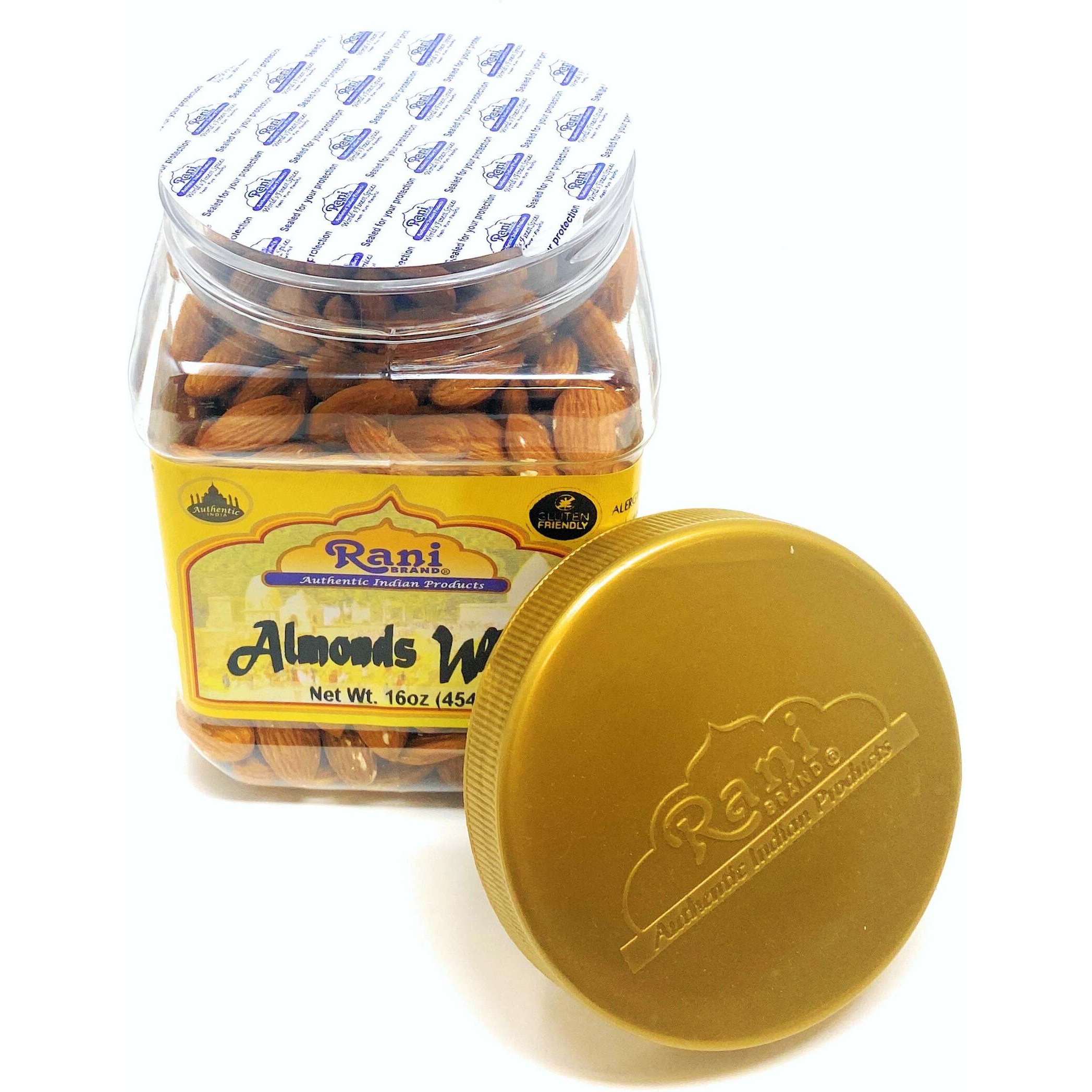 Rani Almonds, Raw Whole With Skin (uncooked, unsalted) 16oz (1lb) 454g PET Jar ~ All Natural, Vegan, Gluten Friendly, Fresh Product of USA ~ California Shelled Almonds